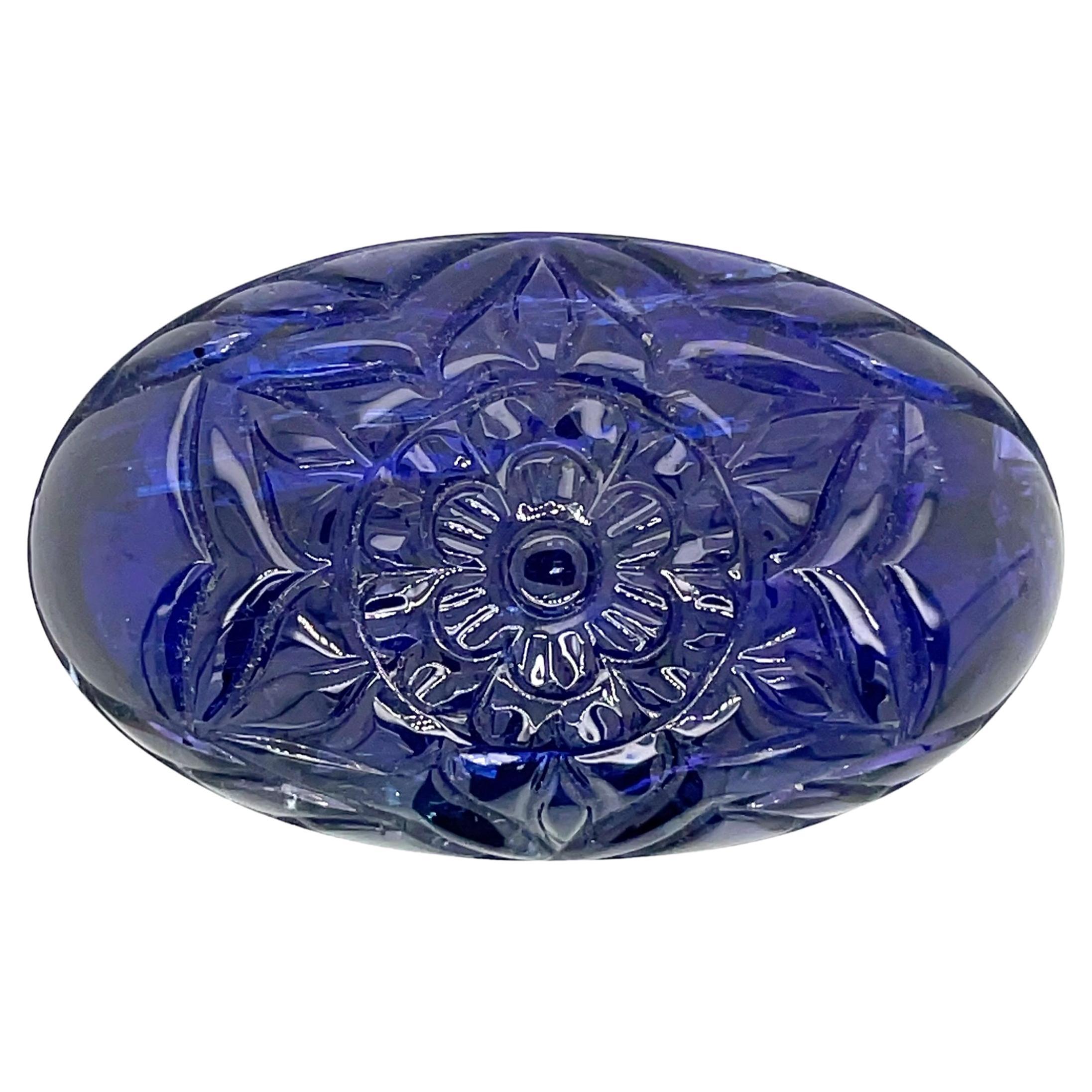 Carved Flower Oval Tanzanite Cts 178.33 For Sale