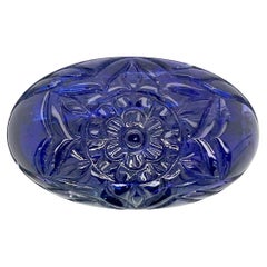 Used Carved Flower Oval Tanzanite Cts 178.33