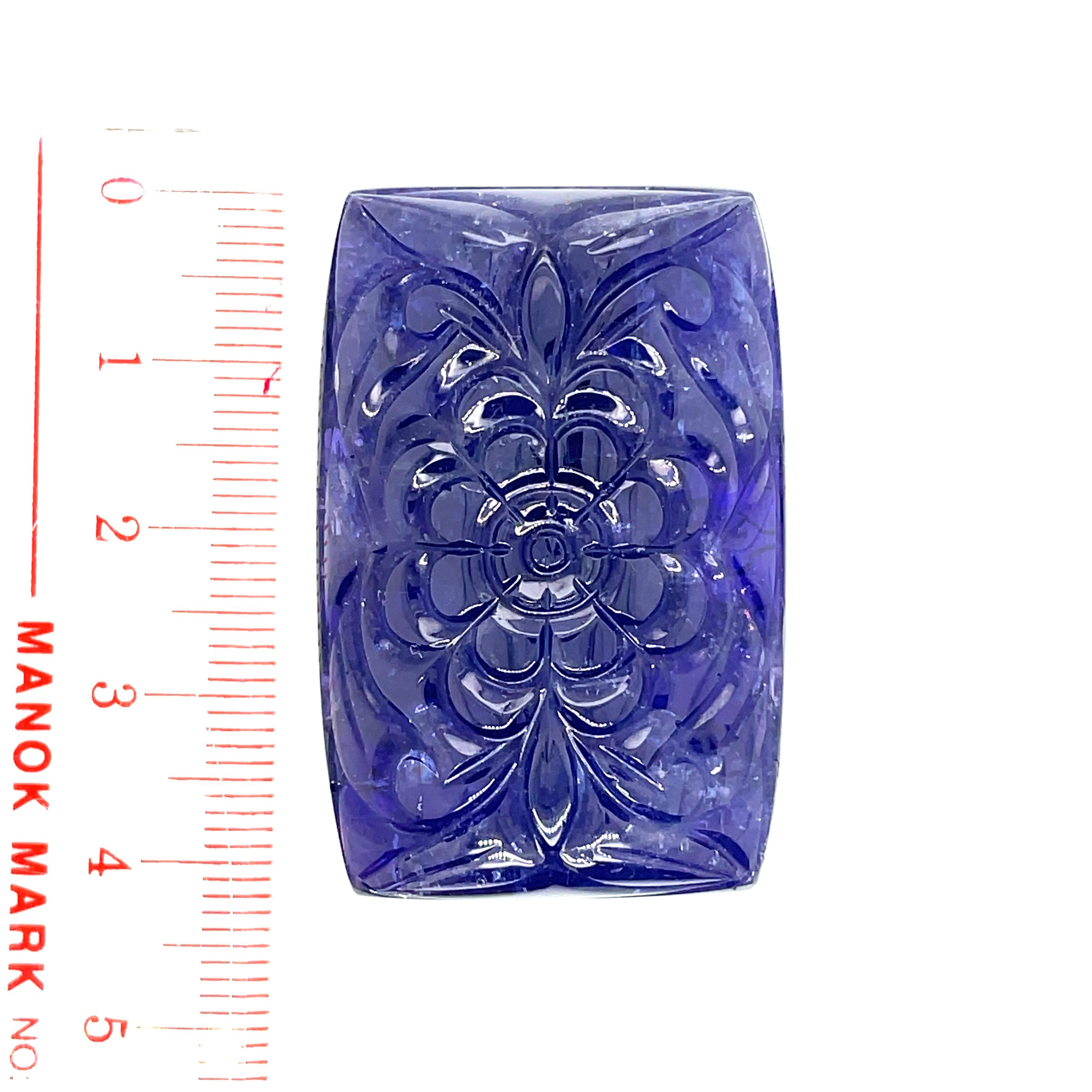 Carved Flower Rectangular Tanzanite Cts 176.08 For Sale 3