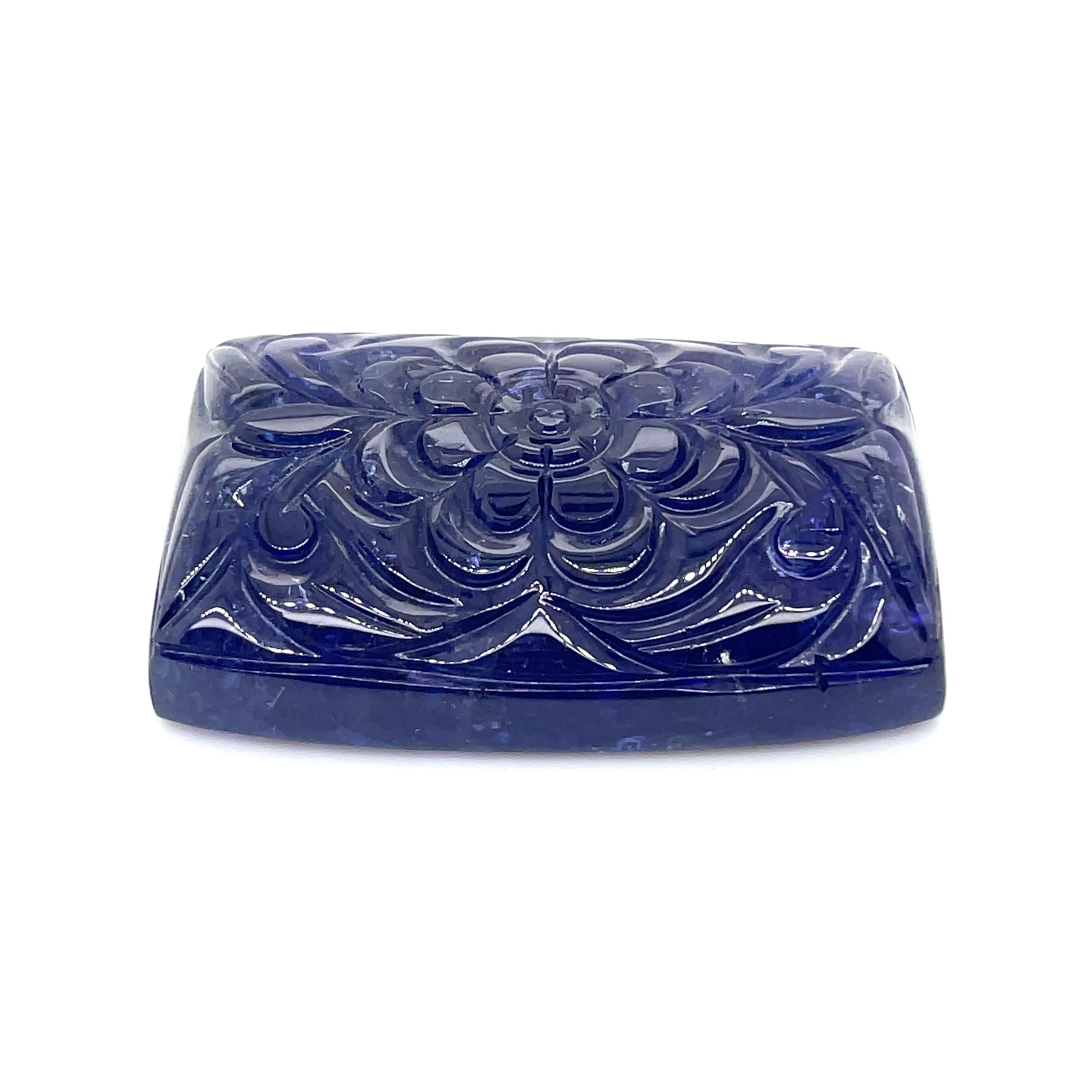 Carved Flower Rectangular Tanzanite Cts 176.08 For Sale
