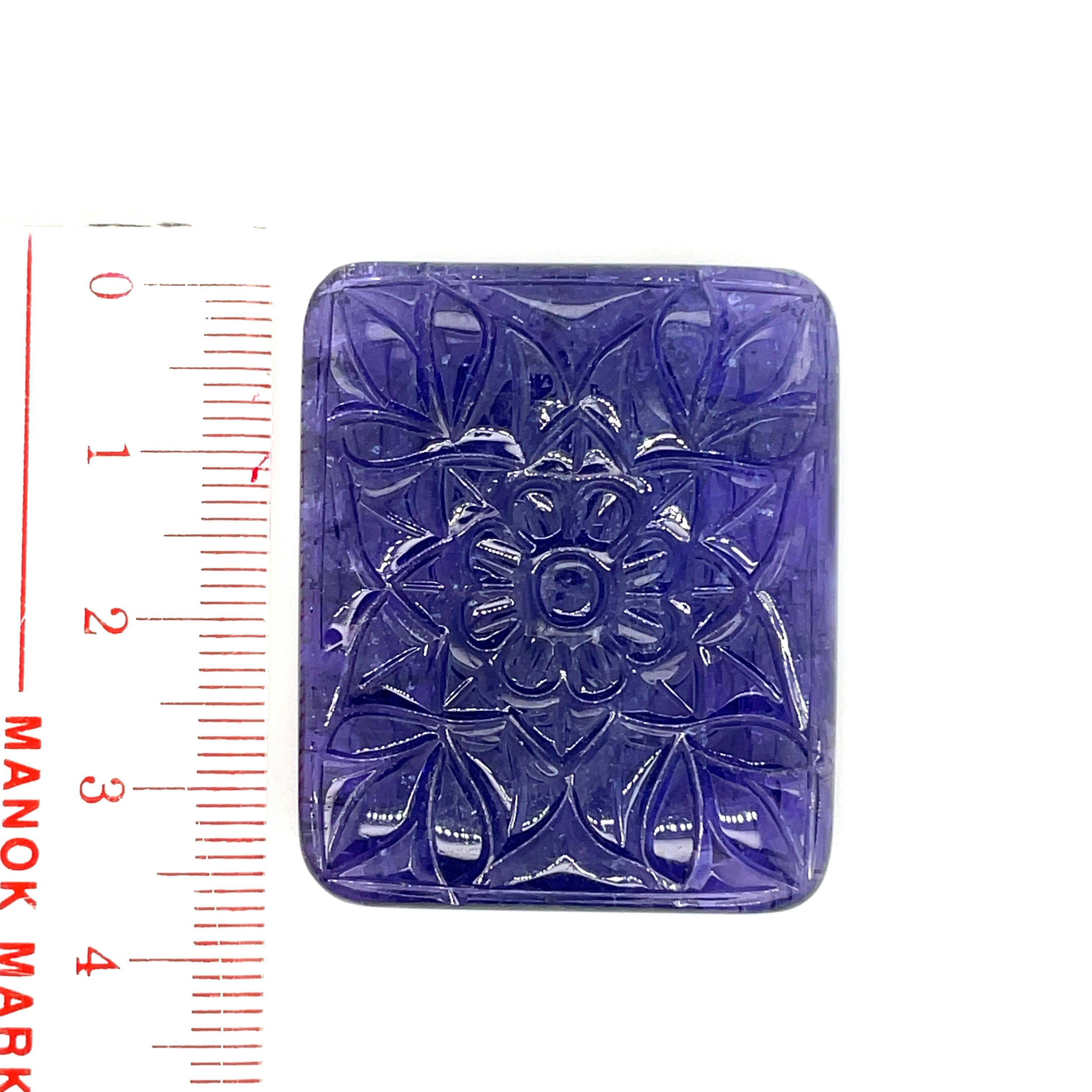 Women's or Men's Carved Flower Tanzanite Cts 126.36 For Sale