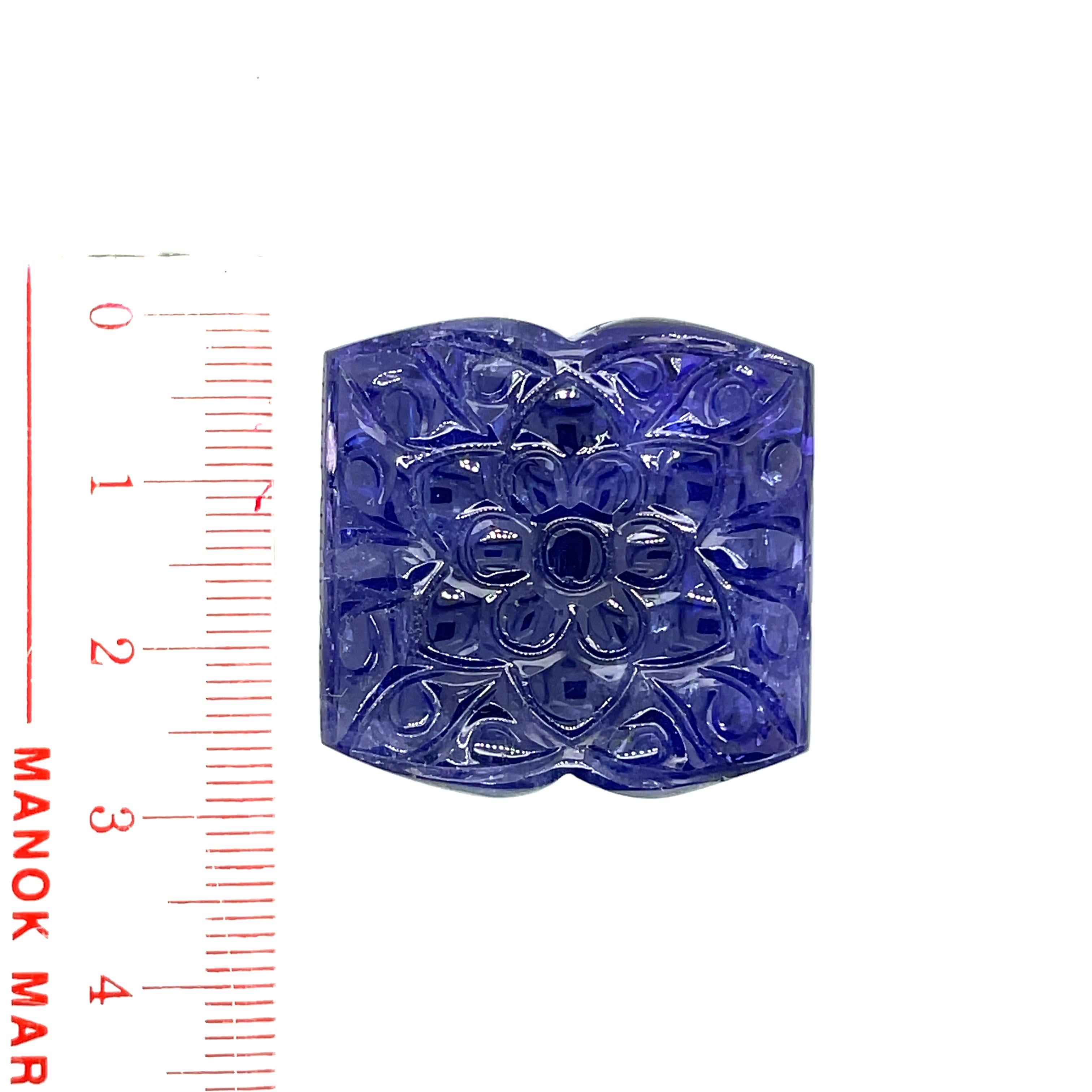 Women's or Men's Carved Flower Tanzanite Cts 128.94 For Sale