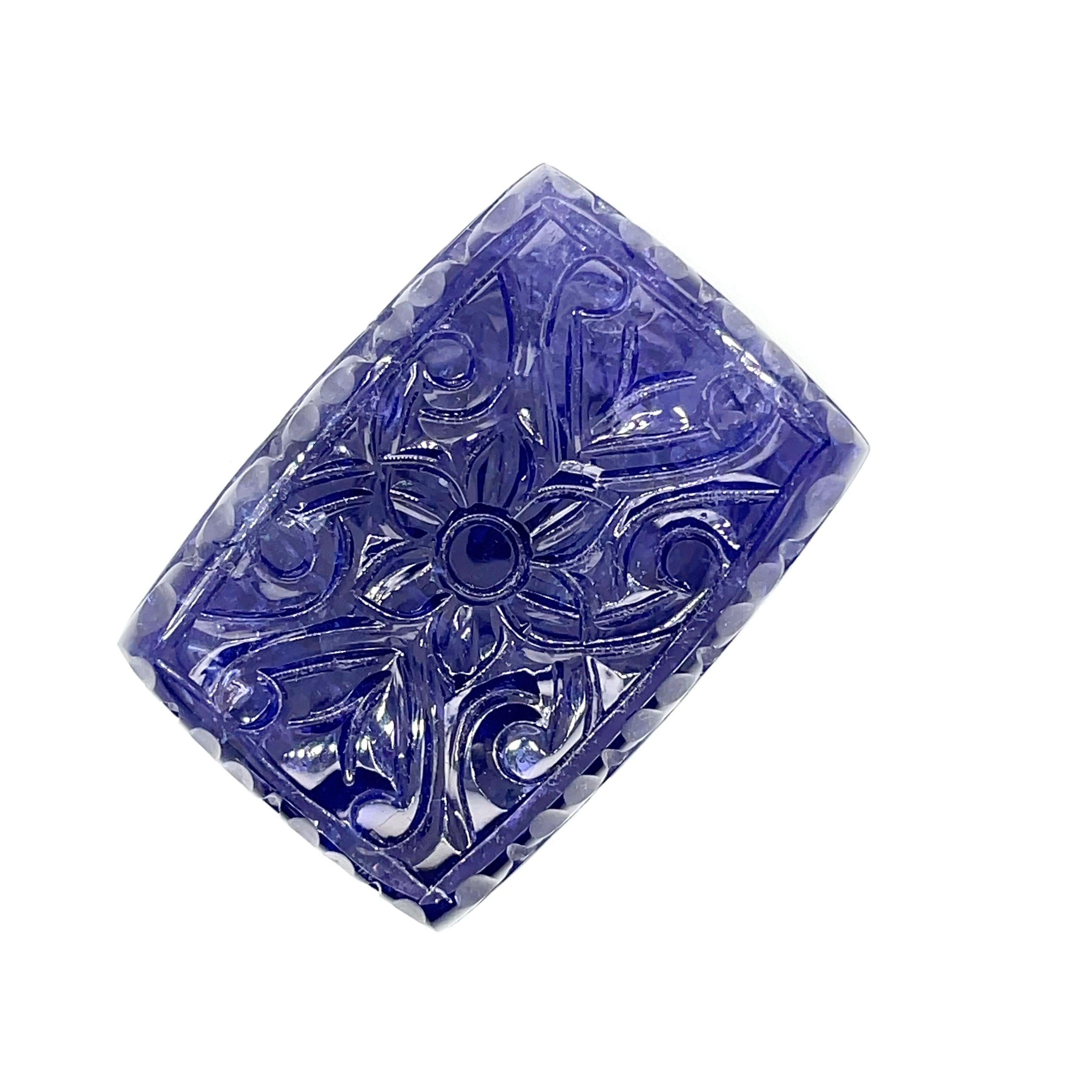 Contemporary Carved Flower Tanzanite Cts 229.17 For Sale