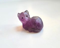 Carved Fluorite Kitten Figurine