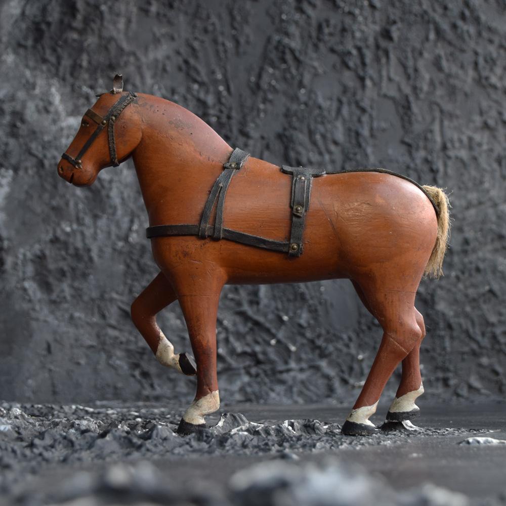 Hand-Carved Carved Folk Art German Decorative Figure of a Horse, circa 1880