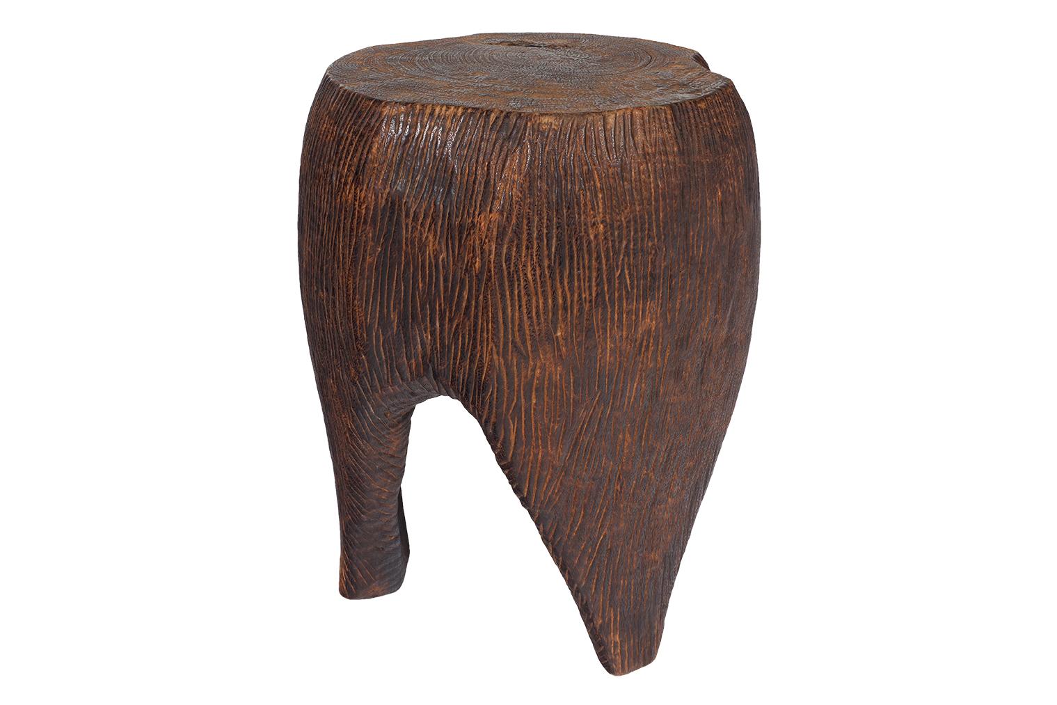 Organic Modern Carved Footed Side Table For Sale