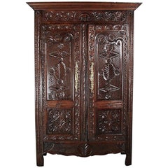 Carved French Armoire