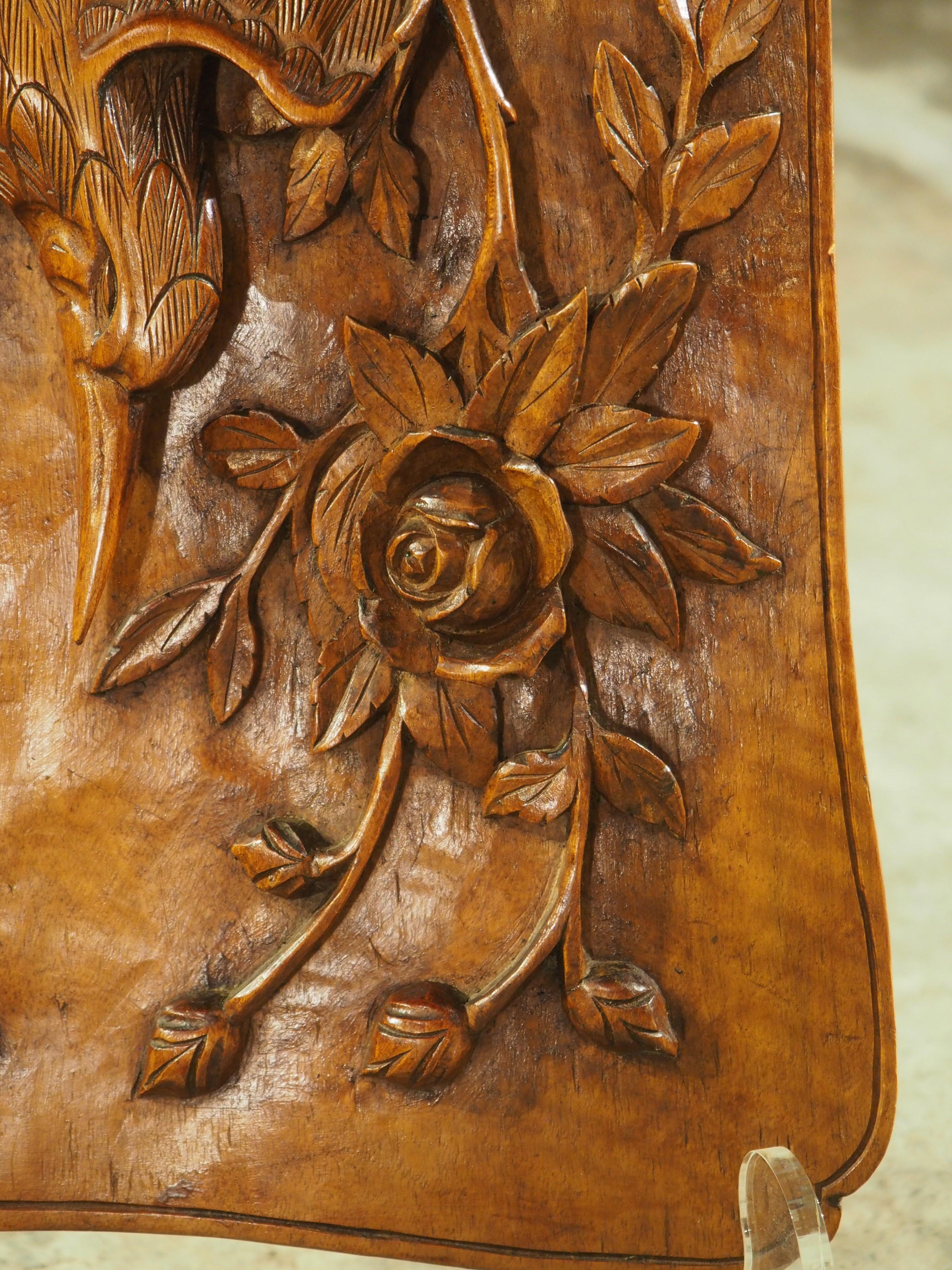 Hand-Carved Carved French Art Nouveau Hunt Plaque, Circa 1920