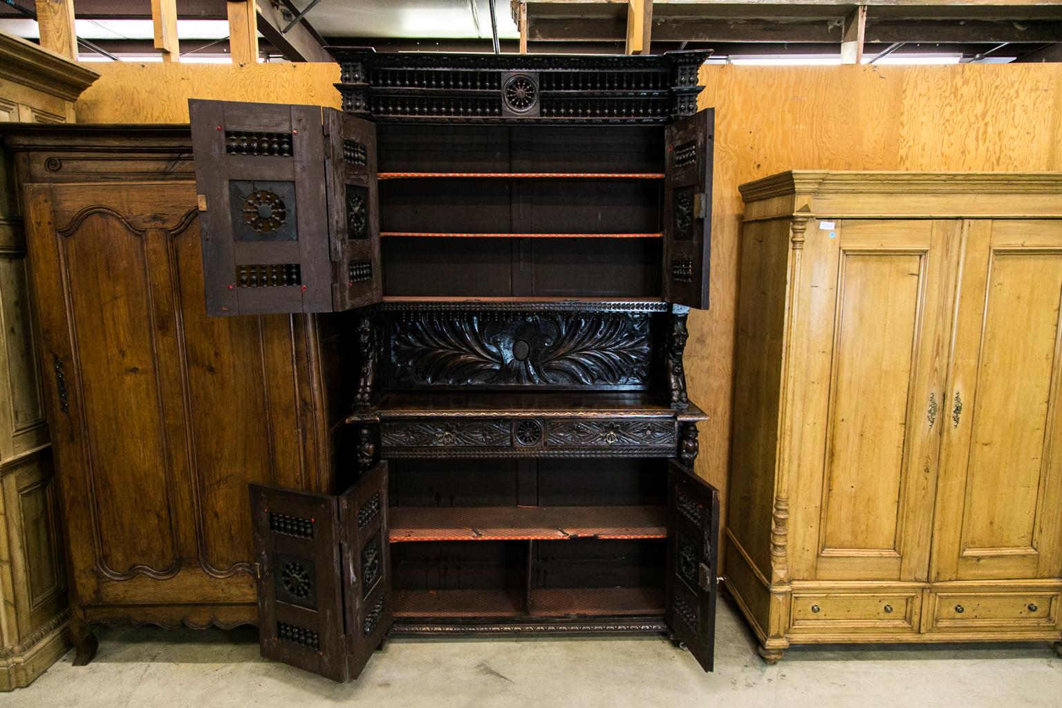 Carved French Buffet Deux Corps For Sale 6