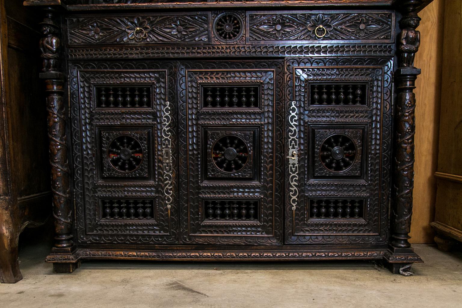 Carved French Buffet Deux Corps For Sale 11