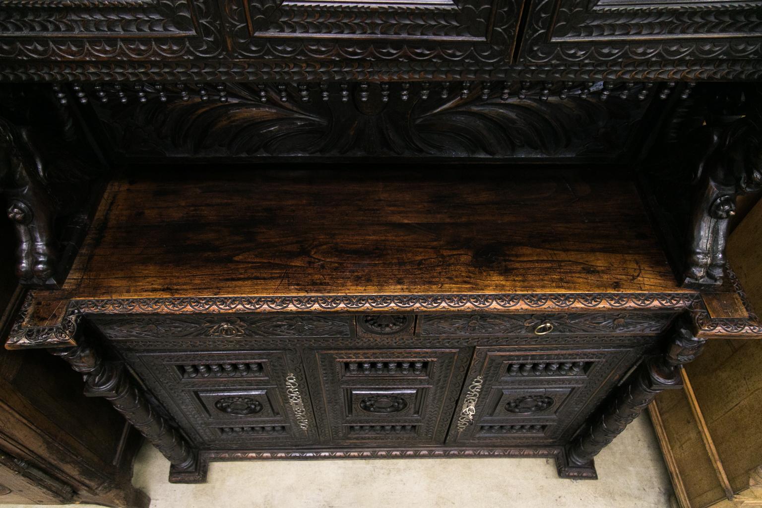 Hand-Carved Carved French Buffet Deux Corps