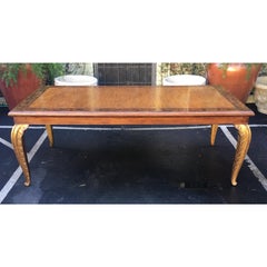 Carved French Dining Table with Giltwood Palm Leaf Legs by Randy Esada