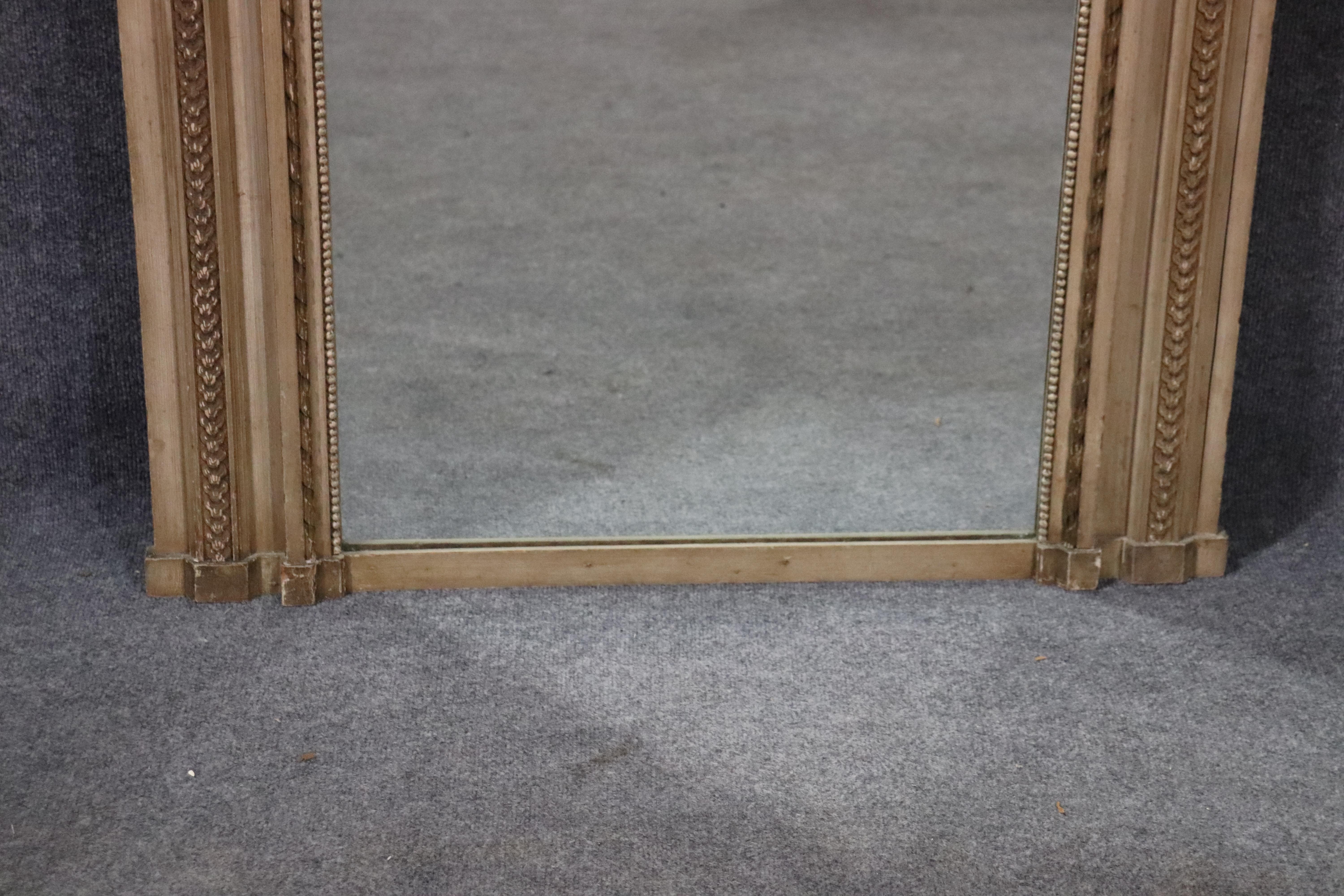 Carved French Distressed Creme Painted Louis XV Trumeau Mirror, circa 1940 1