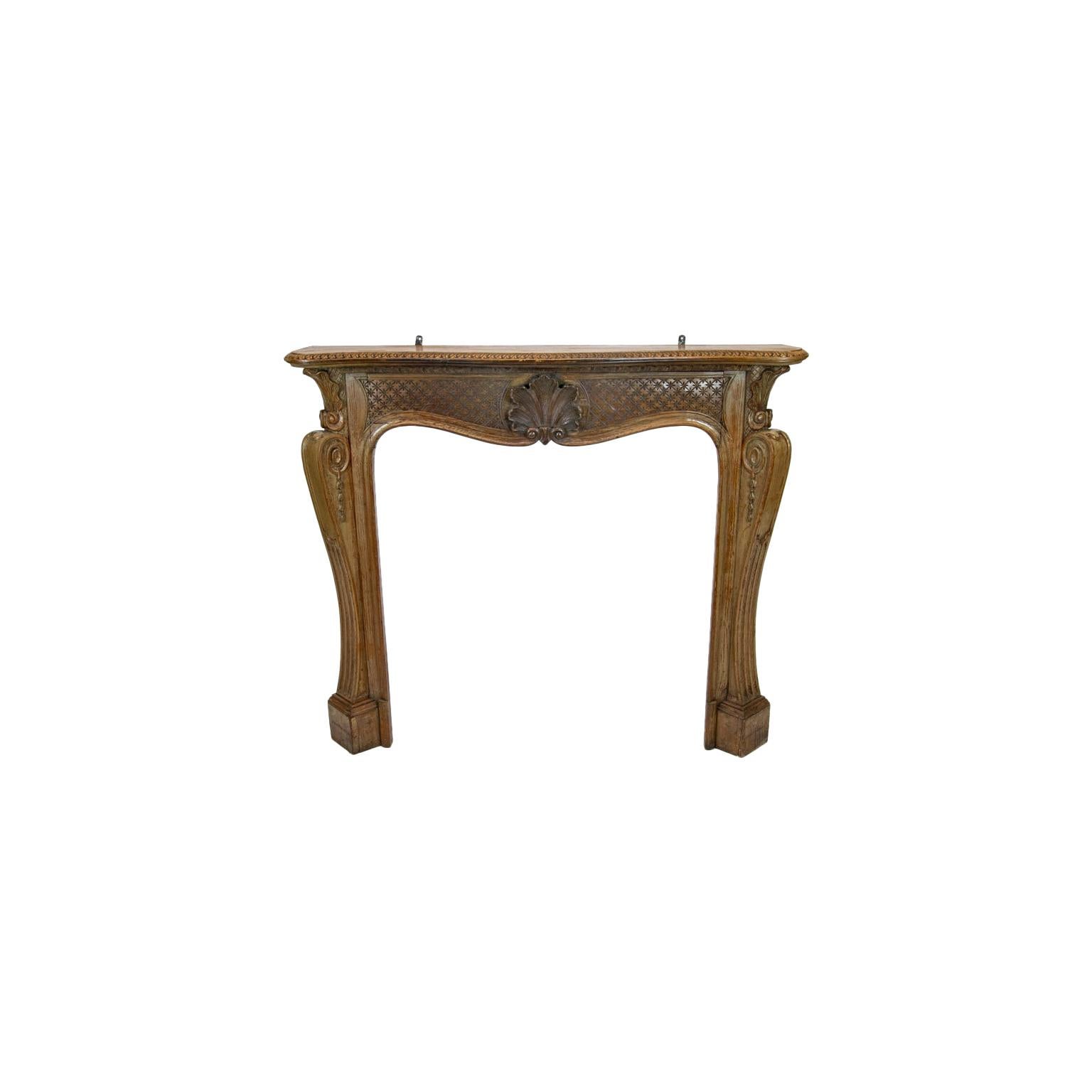 Carved Pine French Fireplace Mantel For Sale at 1stDibs