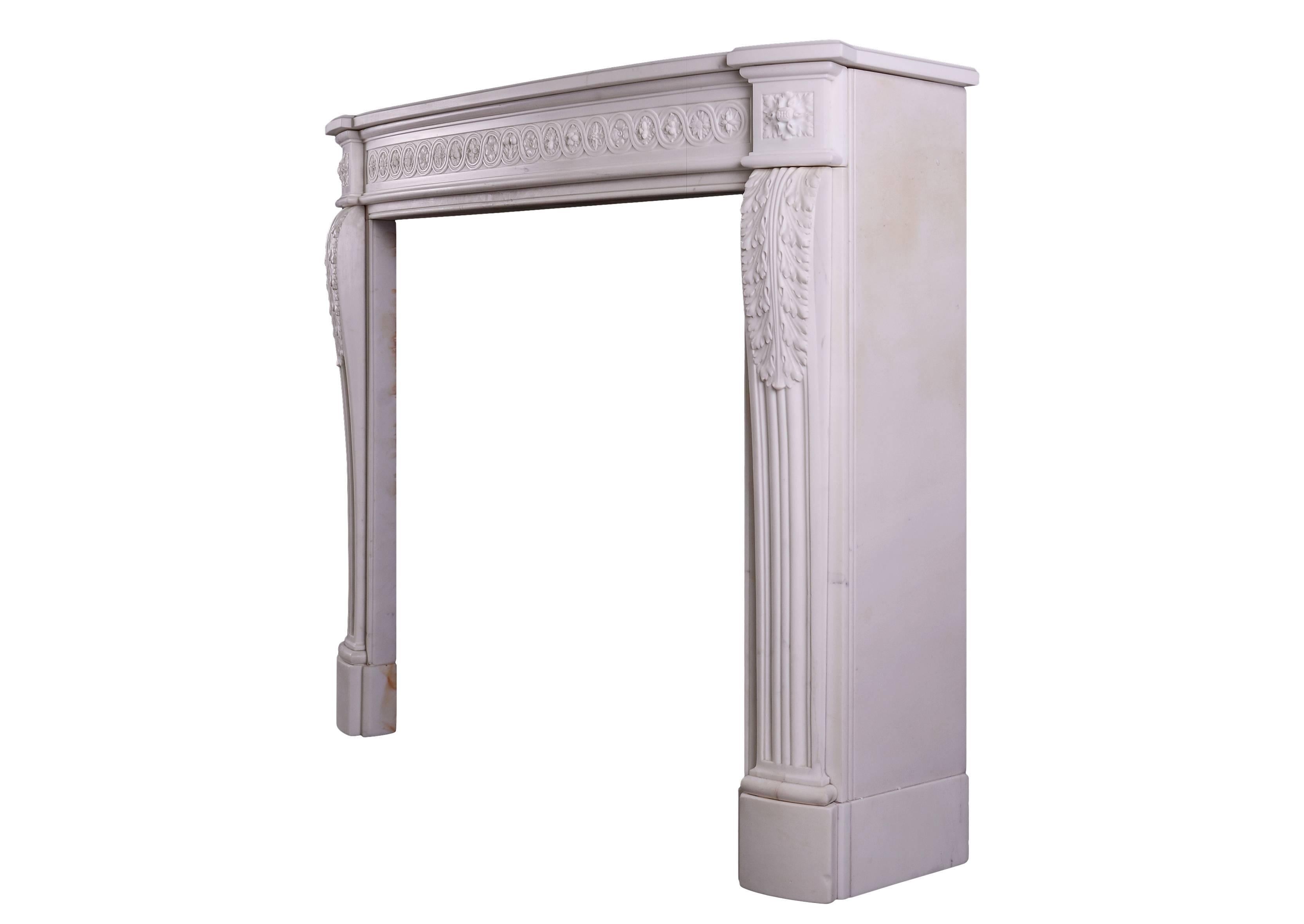 19th Century Carved French Fireplace with Guilloche Frieze For Sale