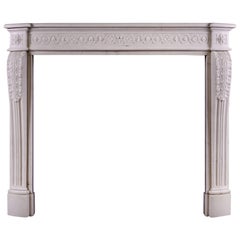 Carved French Fireplace with Guilloche Frieze