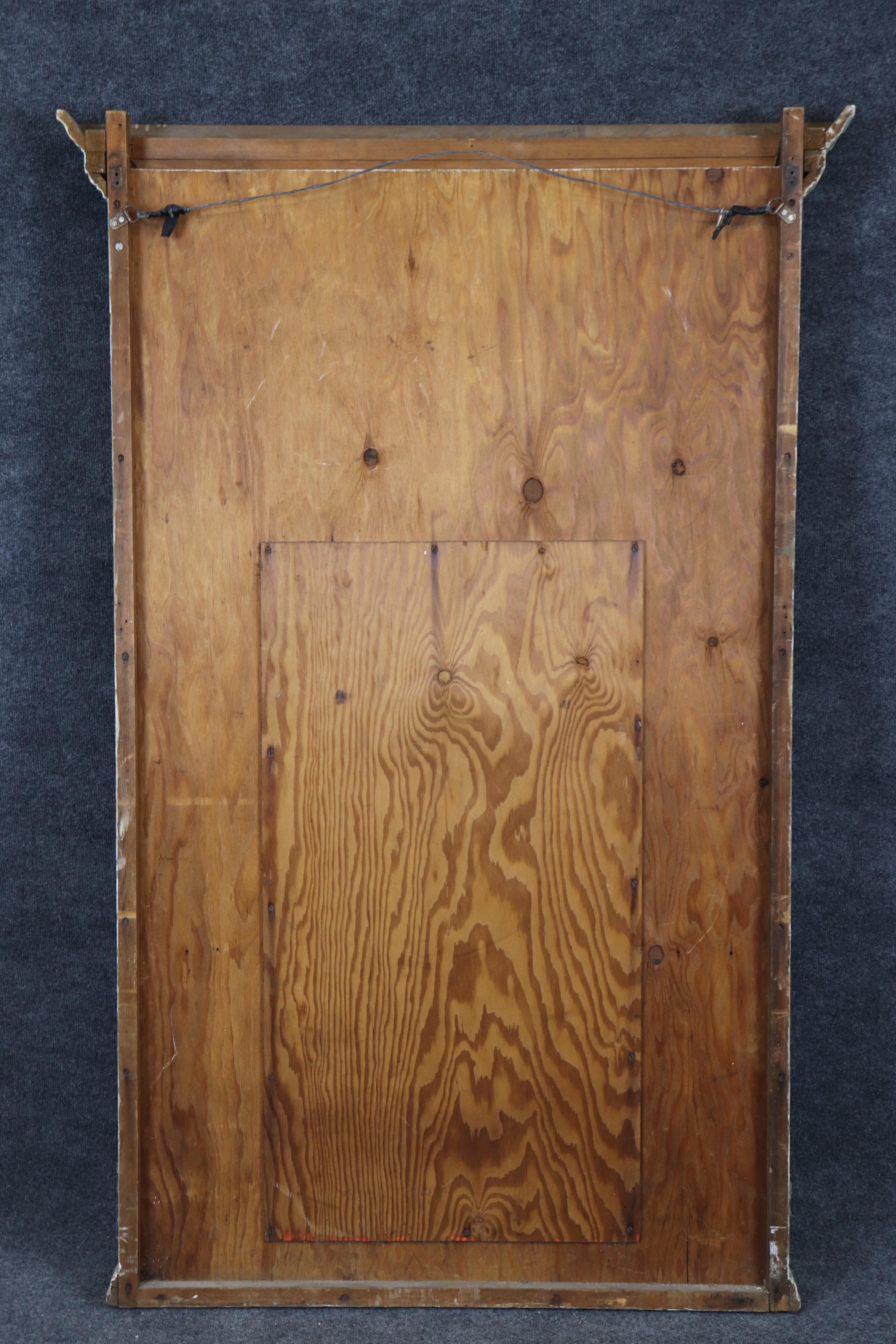Carved French Green and Antique Glass Louis XV Style Trumeau Mirror Circa 1920 For Sale 13