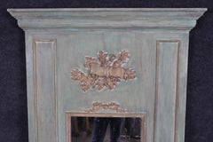 Carved French Green and Antique Glass Louis XV Style Trumeau Mirror Circa 1920