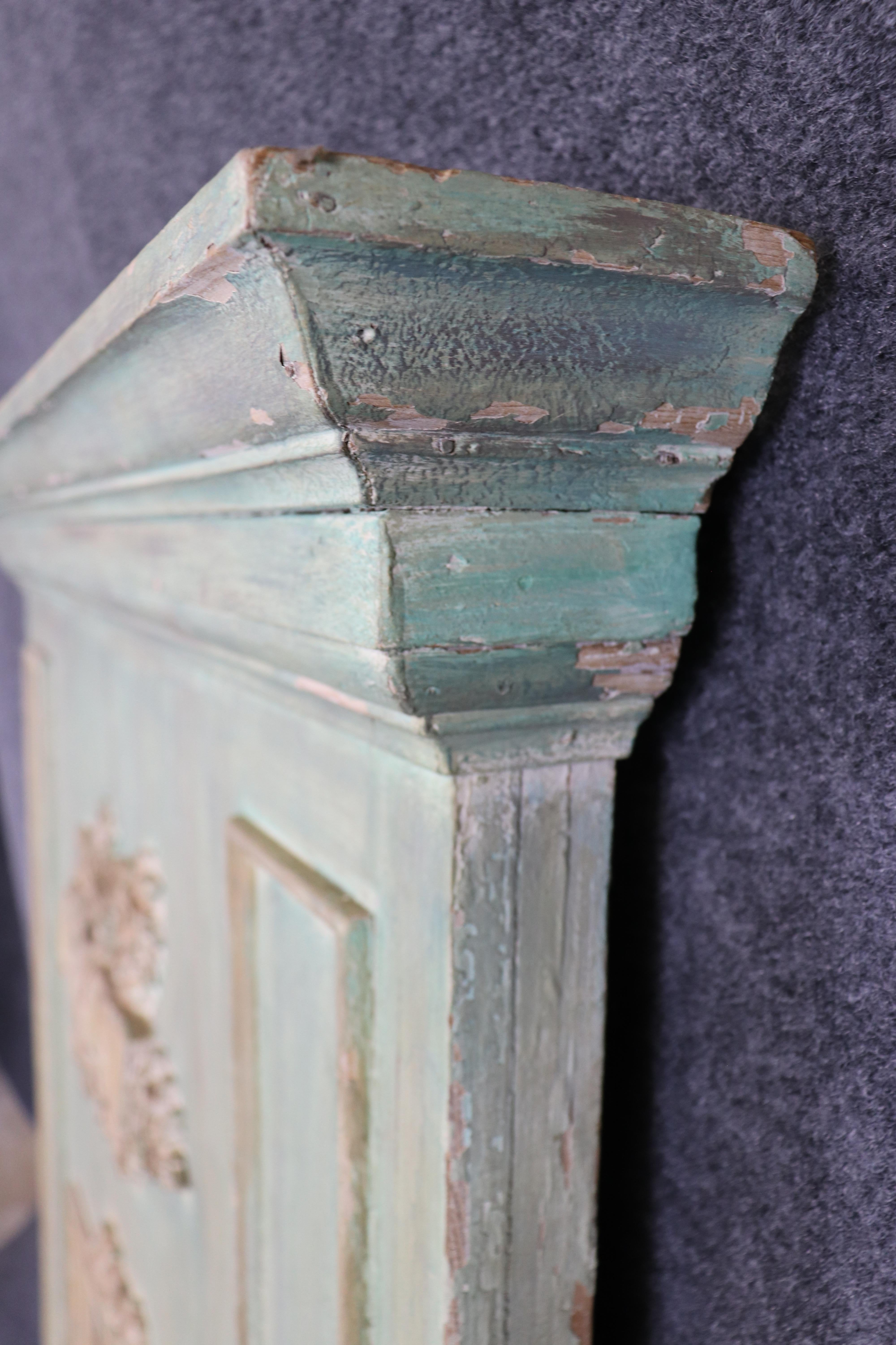 Carved French Green and Antique Glass Louis XV Style Trumeau Mirror Circa 1920 For Sale 4