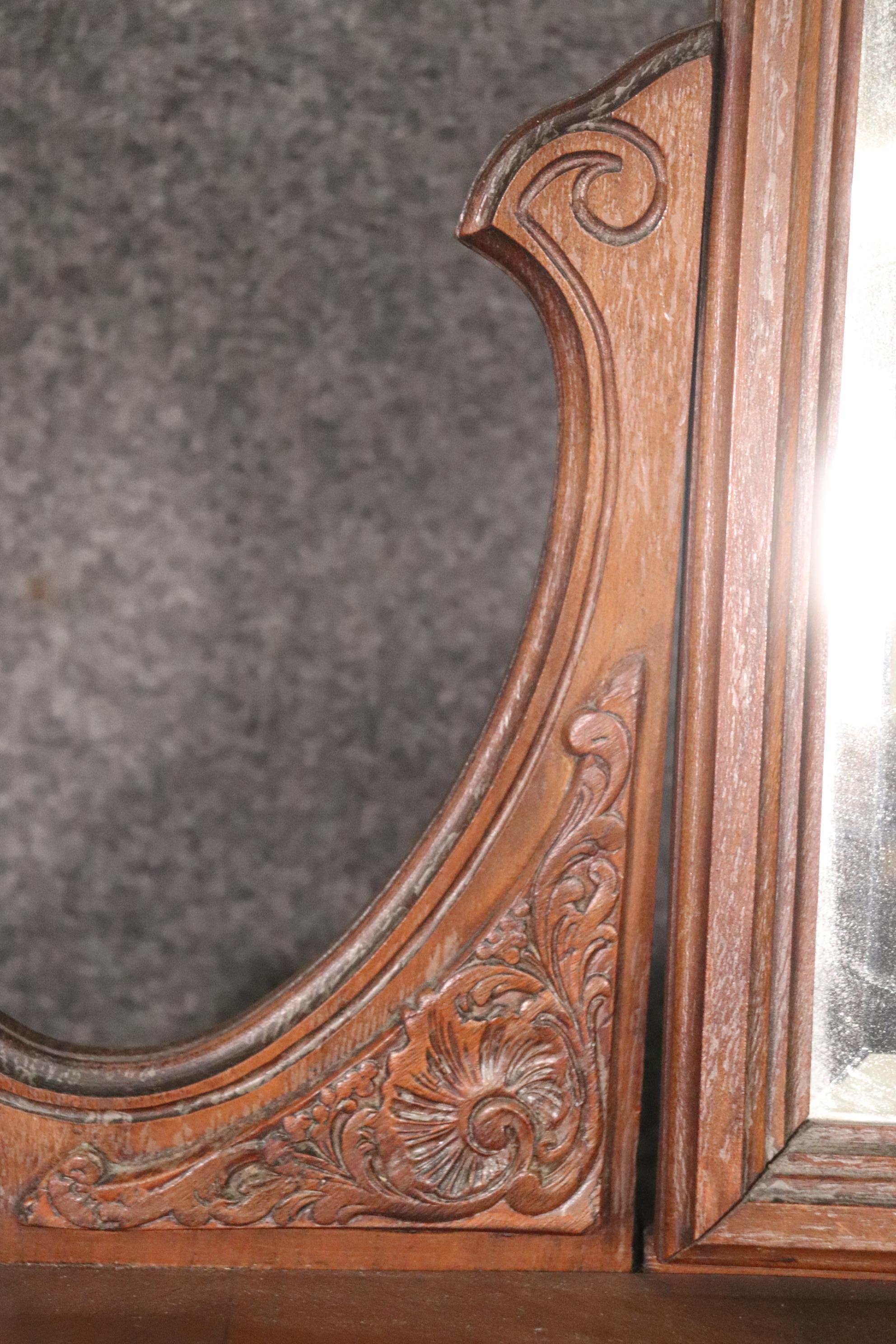 Carved French Hairpin Top Louis XV Walnut Marble Top Ladies Vanity Circa 1890s 8