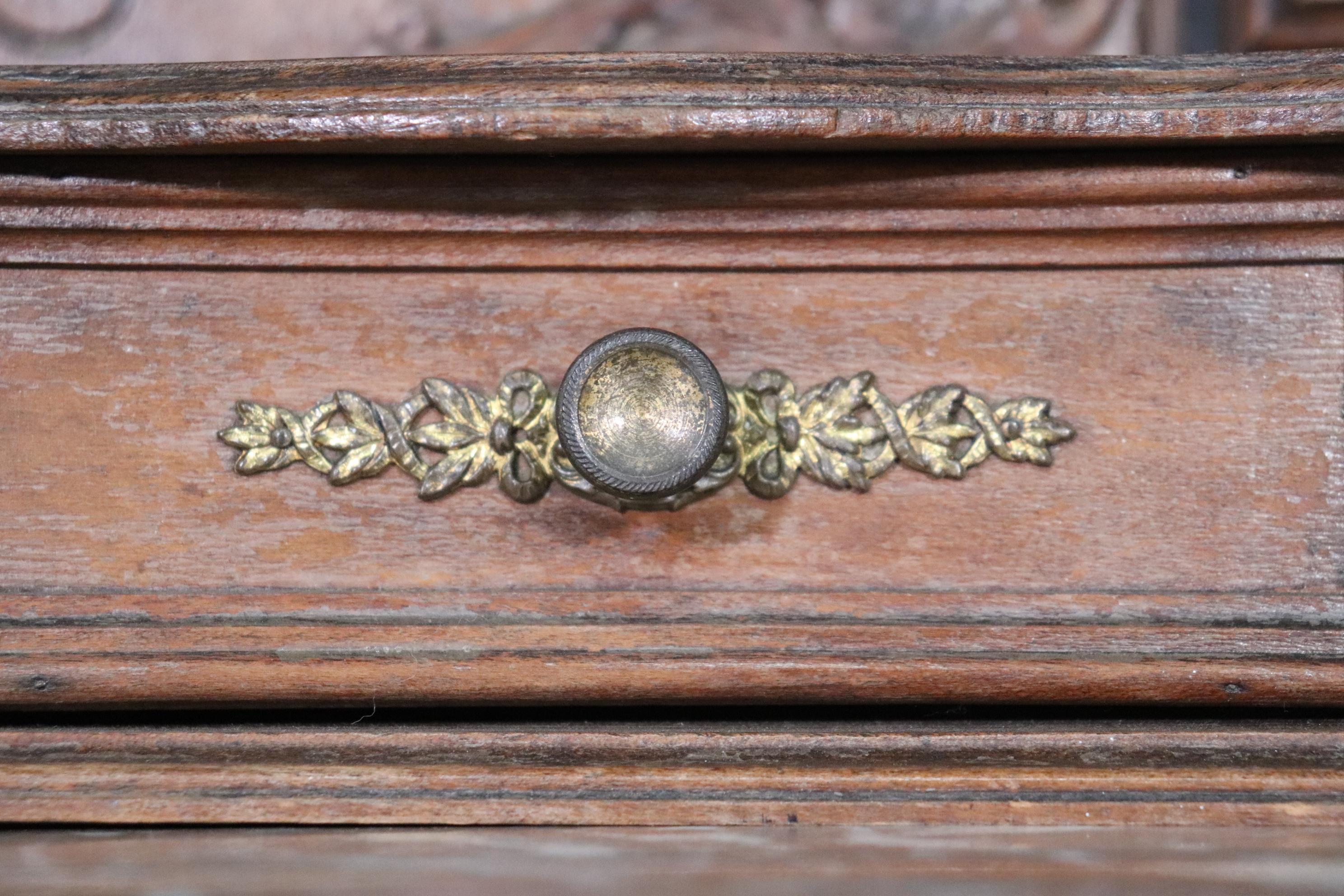 Carved French Hairpin Top Louis XV Walnut Marble Top Ladies Vanity Circa 1890s 13