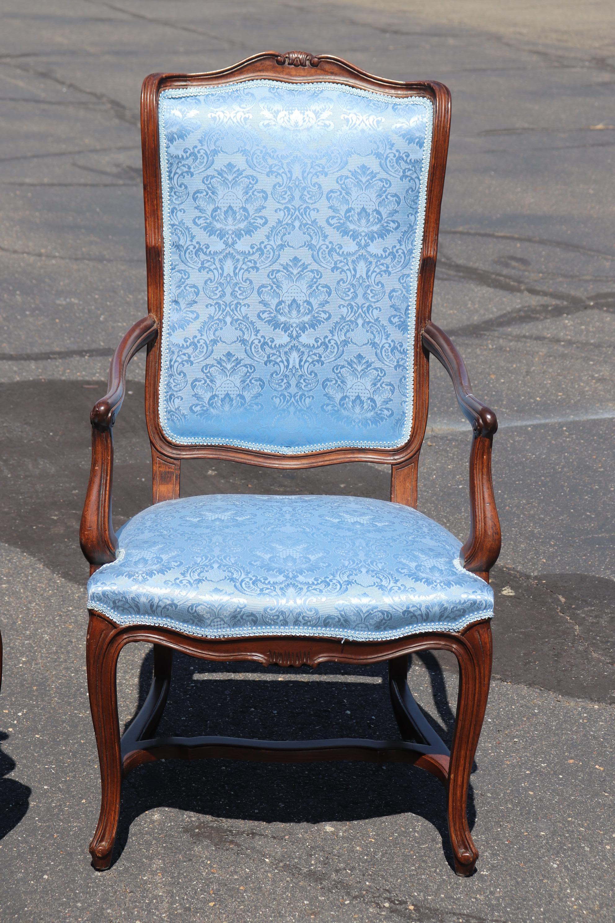 Unknown Carved French Louis XV Dining Armchairs Circa 1950s