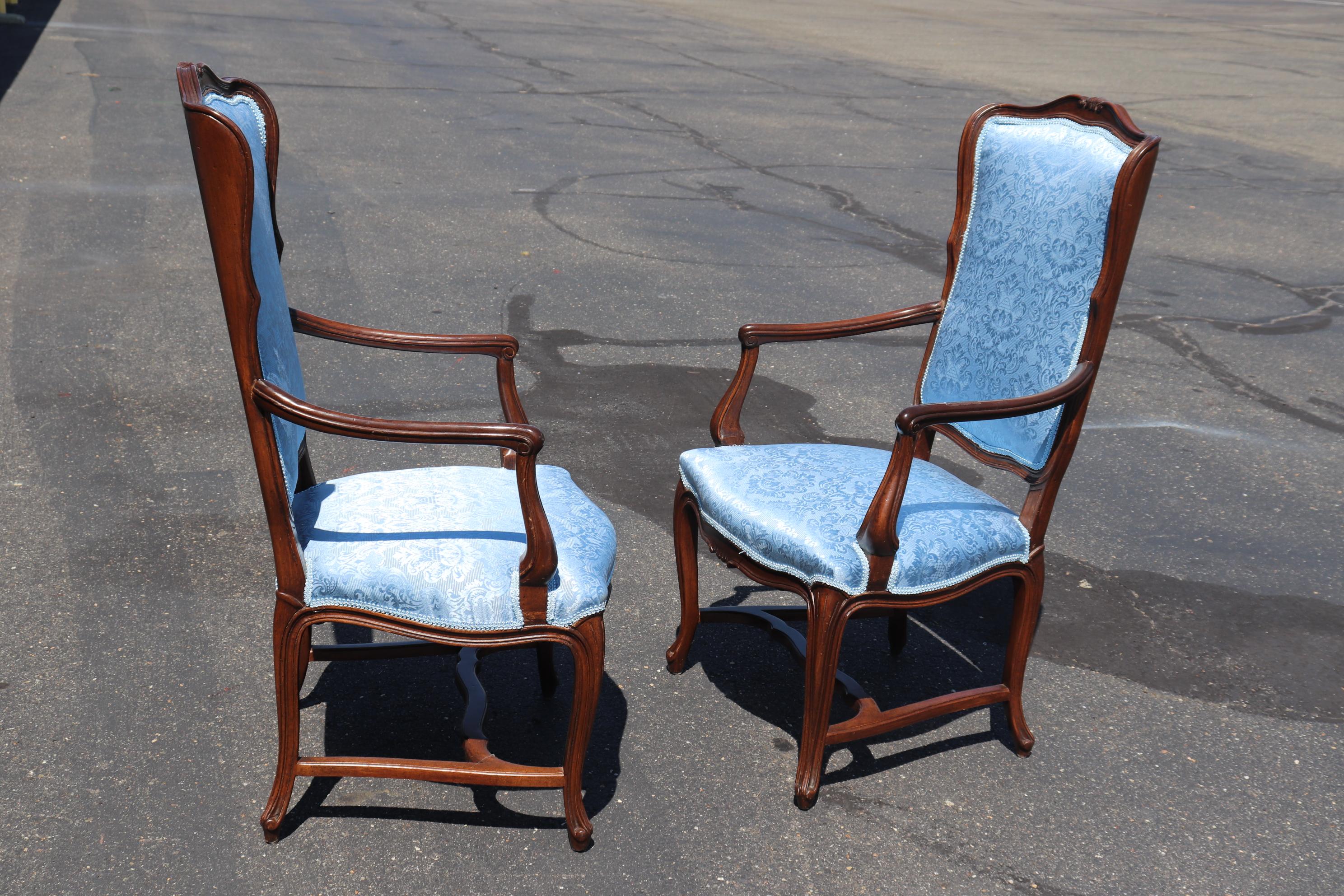 Mid-20th Century Carved French Louis XV Dining Armchairs Circa 1950s