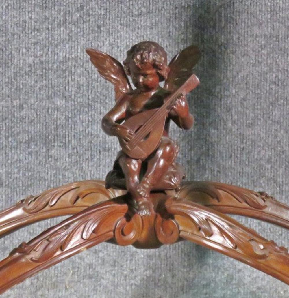 Italian Carved French Louis XV Puttu Cherub Inlaid Center Hall Table Attr. RJ Horner For Sale