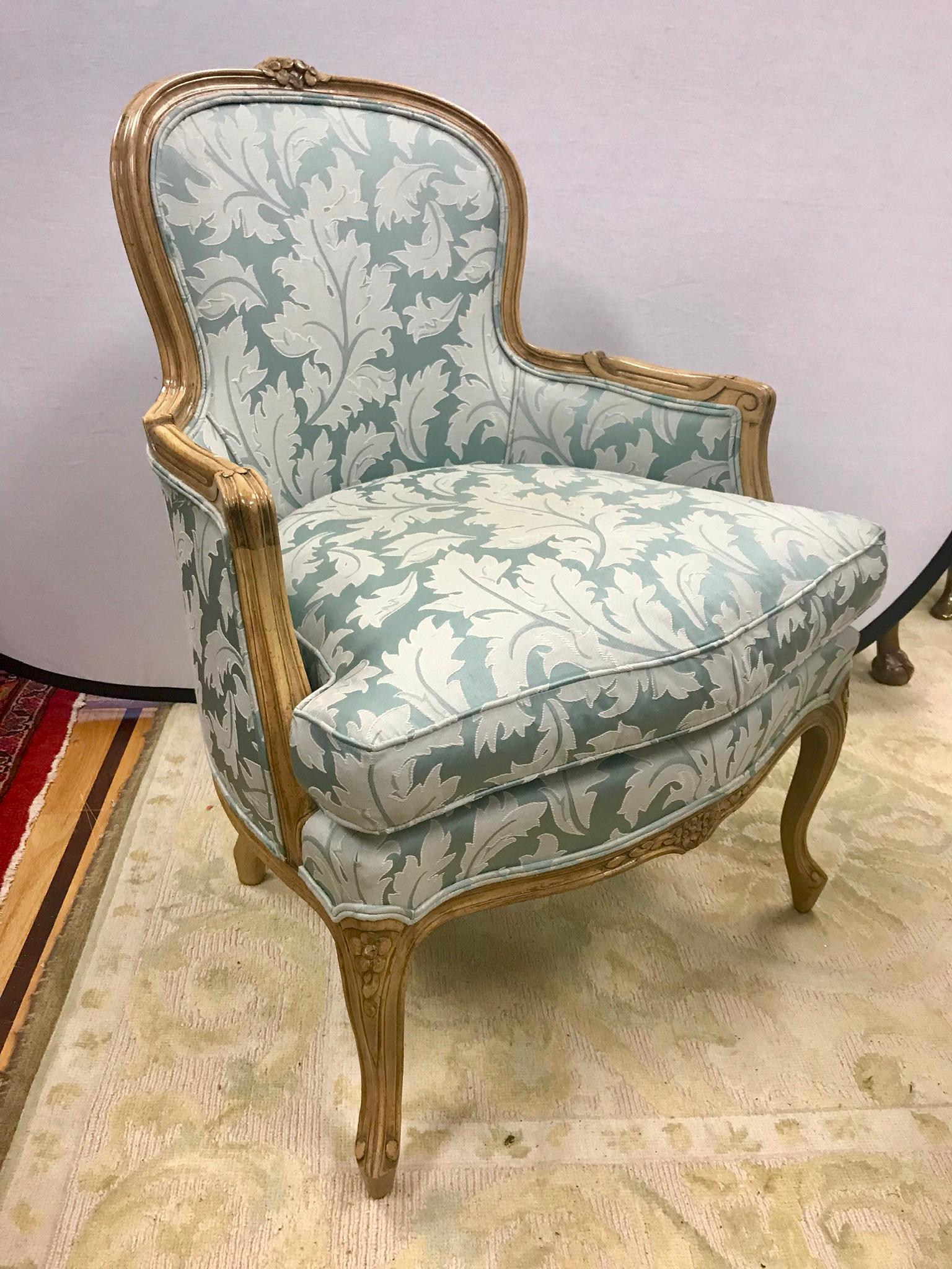 Carved French Louis XV Style Bergere Armchair Century Furniture at 1stDibs