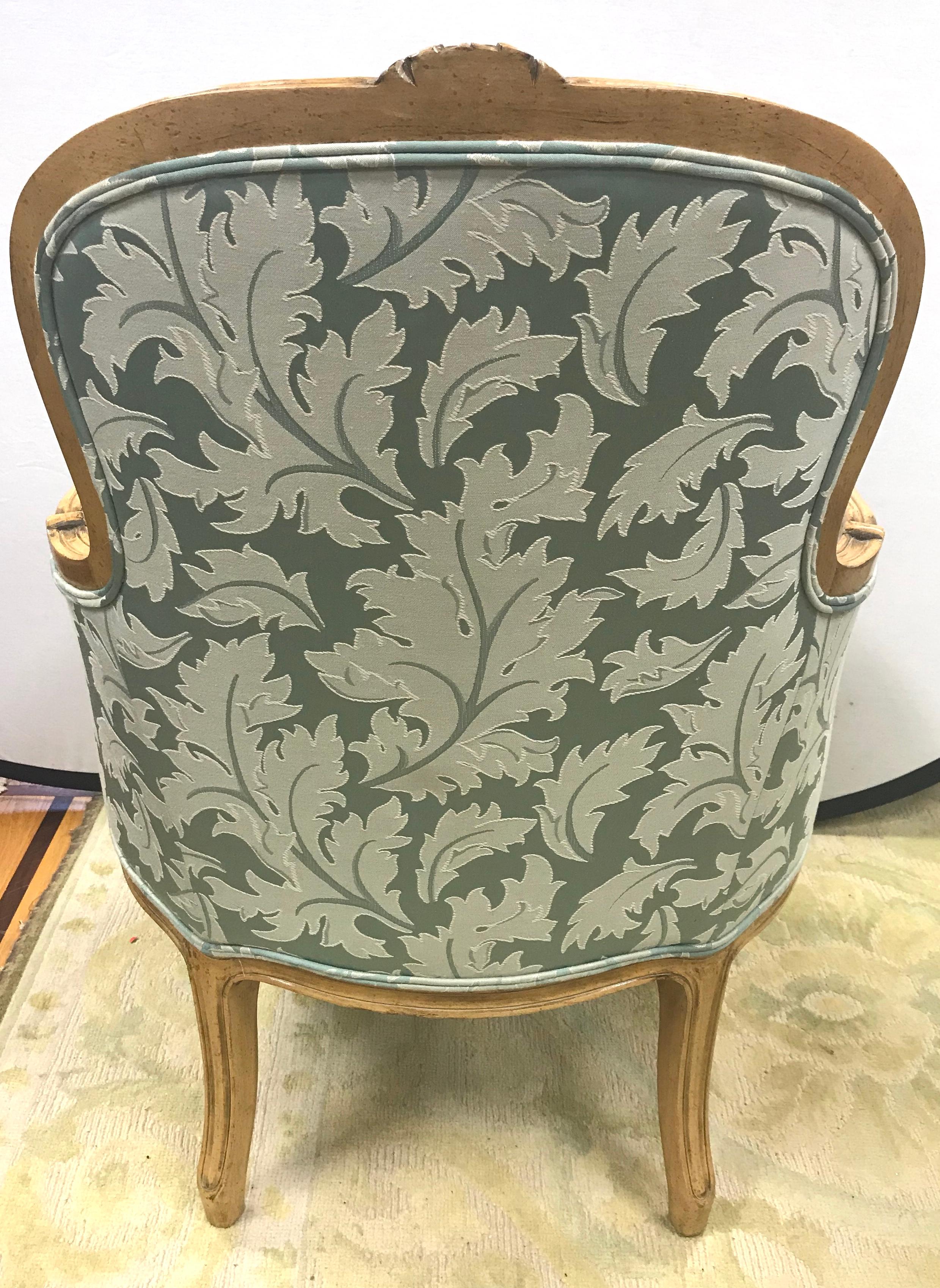 Carved French Louis XV Style Bergere Armchair Century Furniture 2