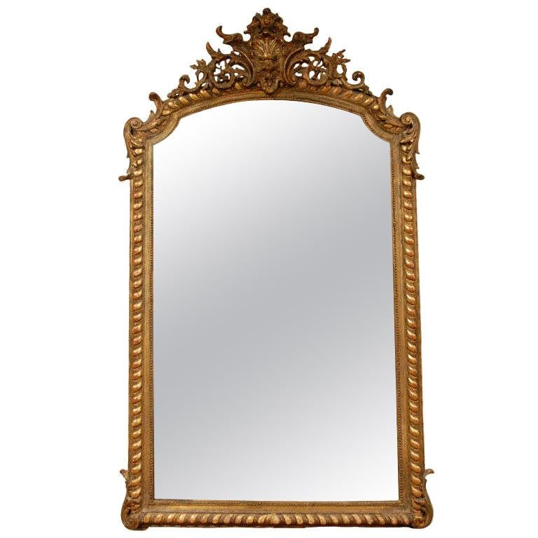 Carved French Mirror With Parcel Gilding