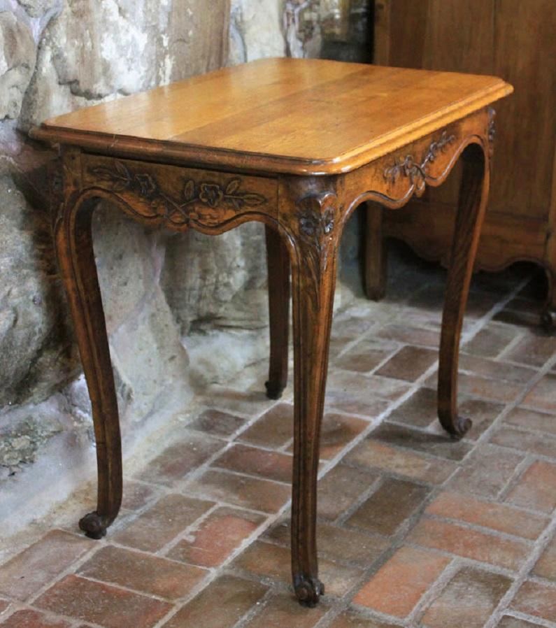 French Provincial Carved French Oak Side Table