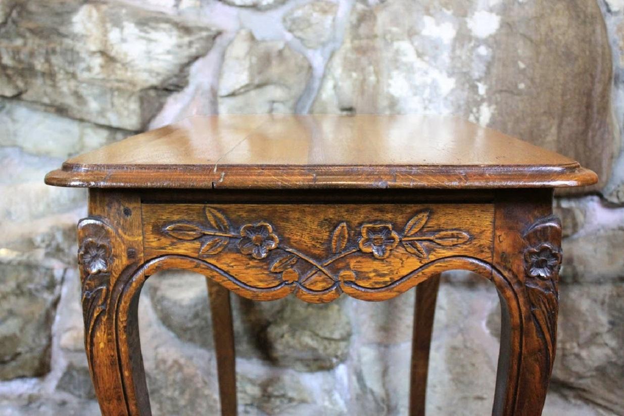 Carved French Oak Side Table 1