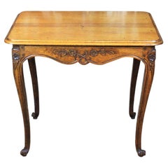 Antique Carved French Oak Side Table