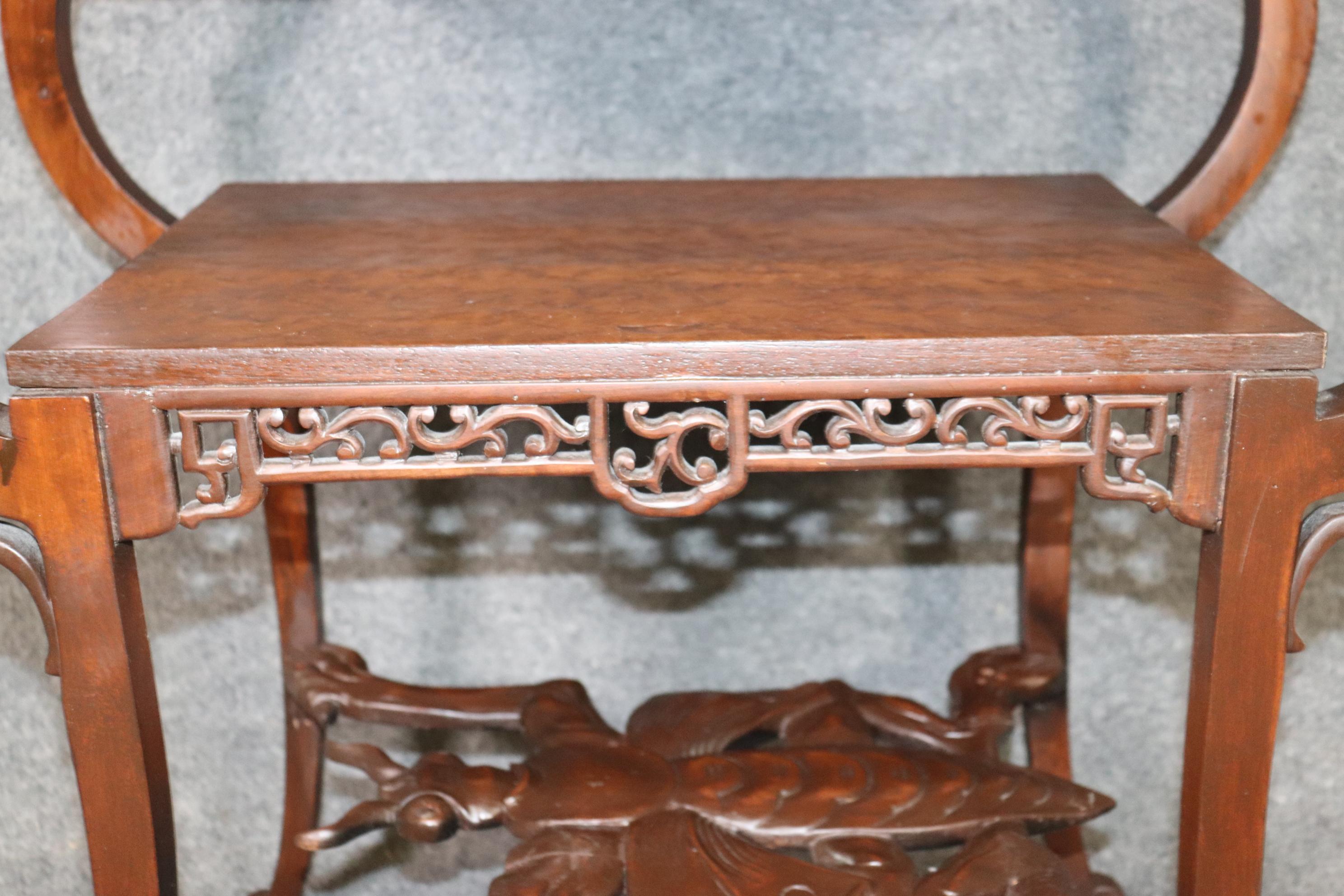 Carved French Oriental Style Two Tier side table in the style of Gabriel Viardot For Sale 4