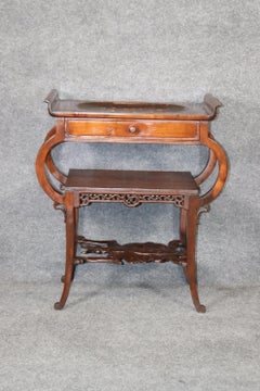 Carved French Oriental Style Two Tier side table in the style of Gabriel Viardot