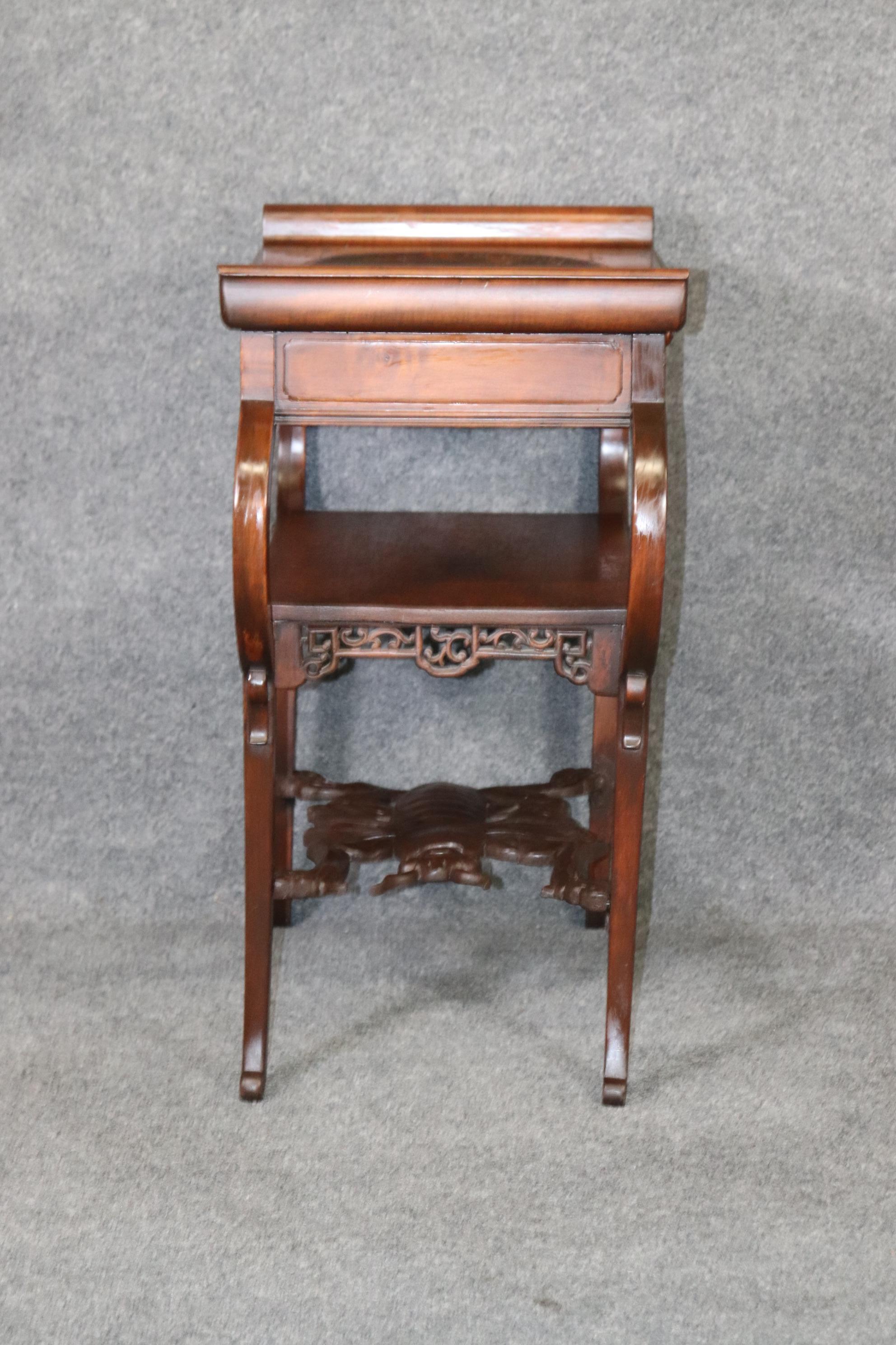 Carved French Oriental Style Two Tier side table in the style of Gabriel Viardot In Good Condition For Sale In Swedesboro, NJ