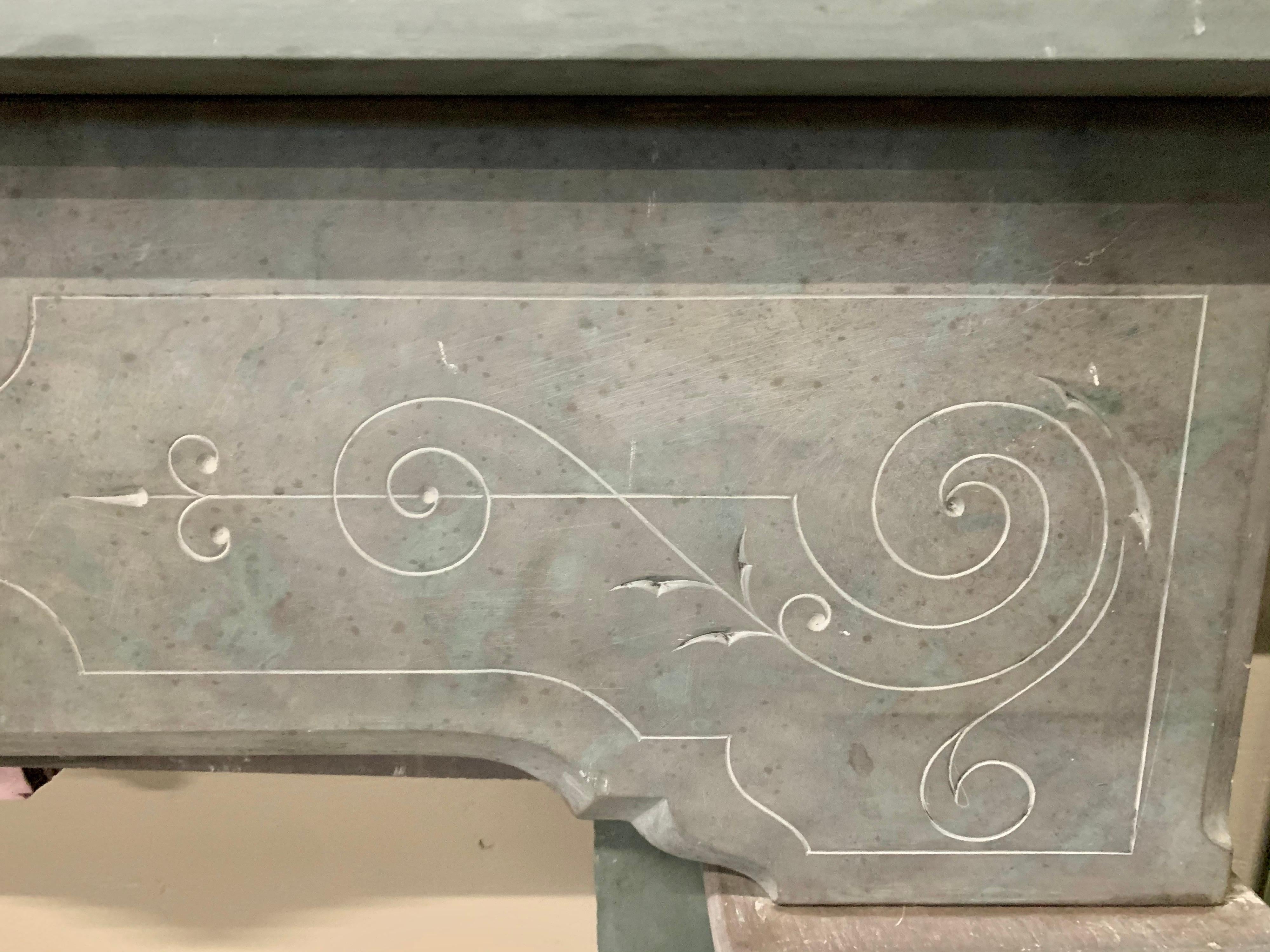 Carved French Slate Mantel Fireplace Chimneypiece Mantle, 19th Century 5