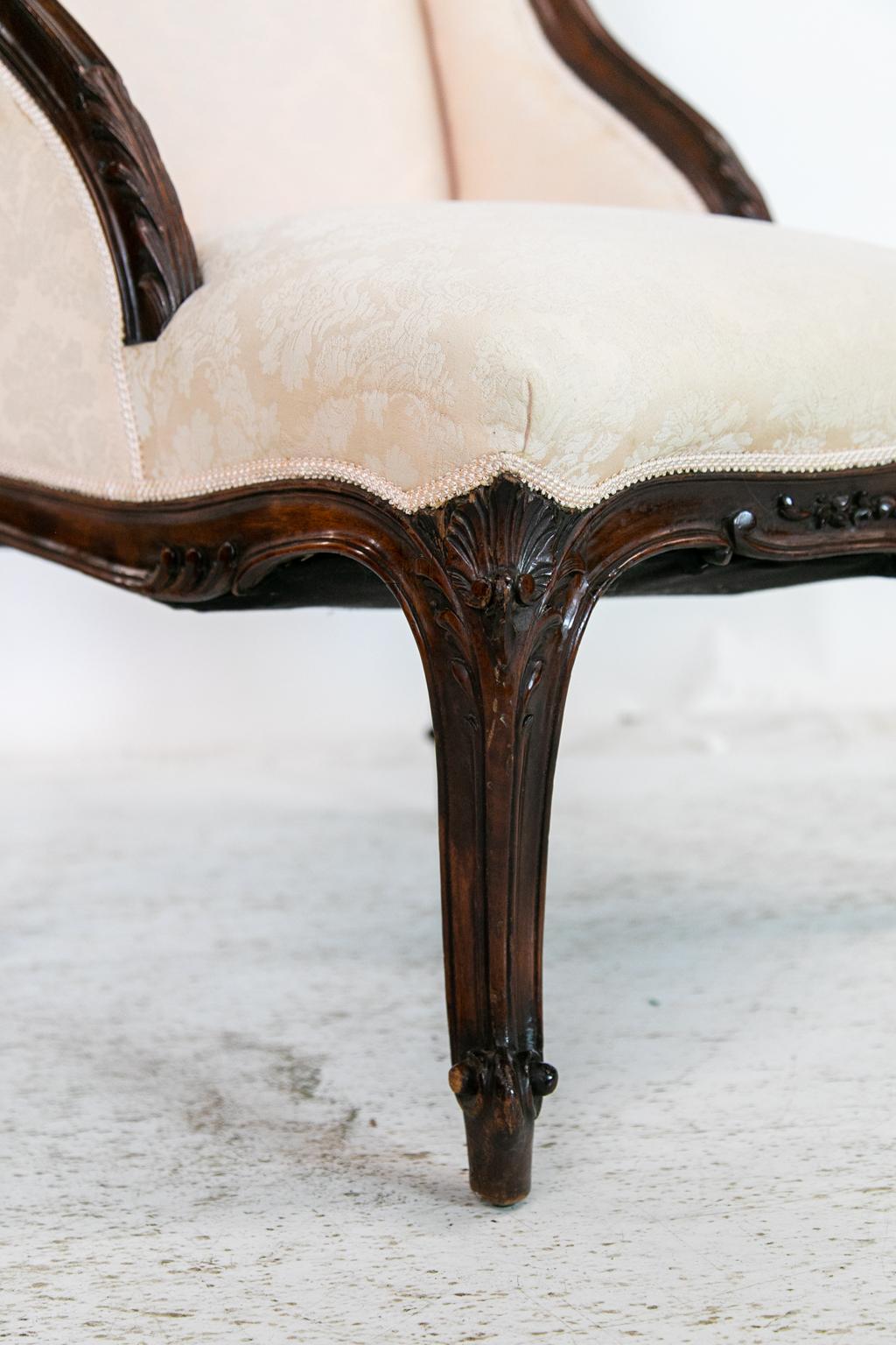 Early 20th Century Carved French Slipper Armchair For Sale