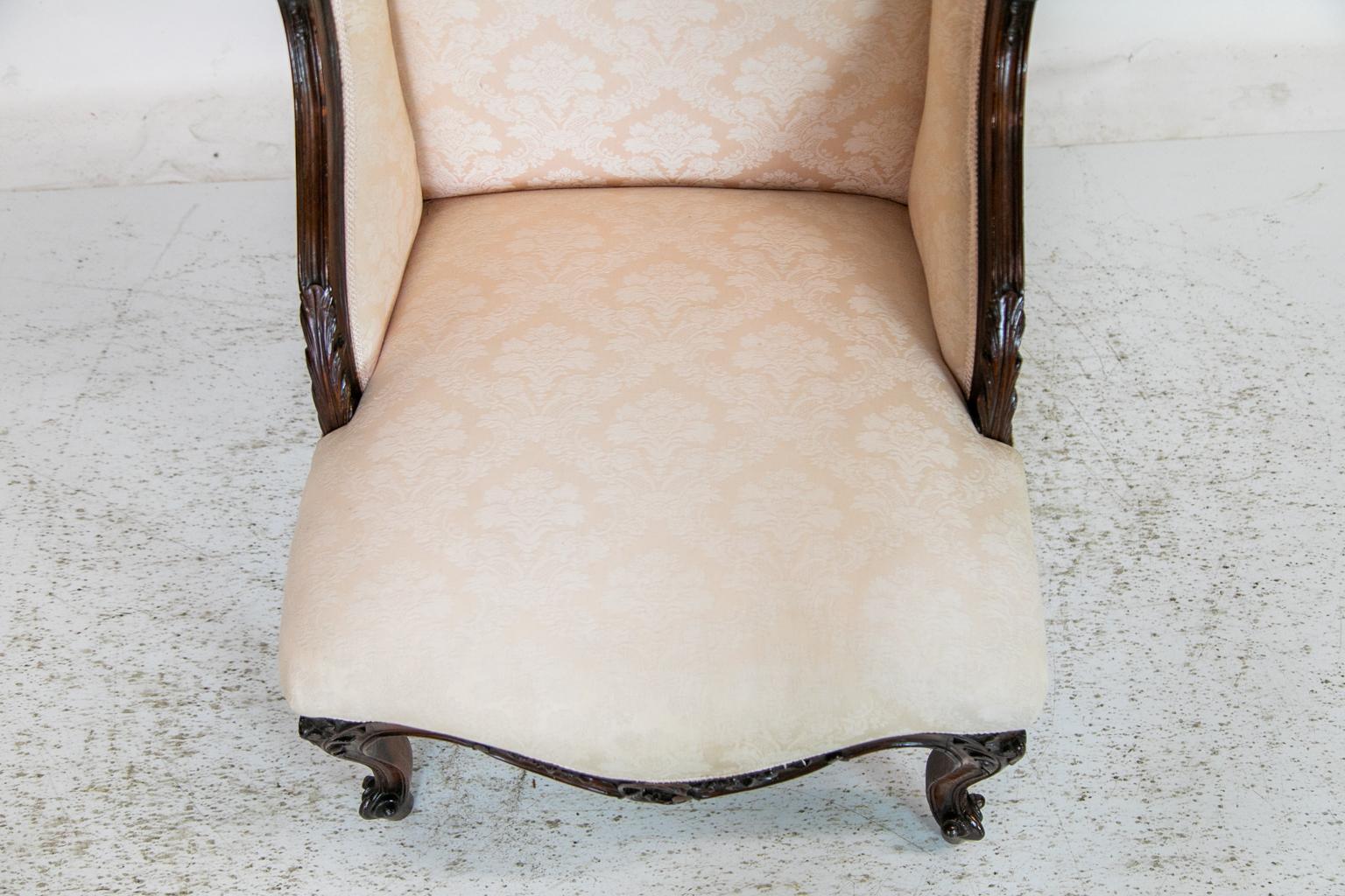 Carved French Slipper Armchair For Sale 4