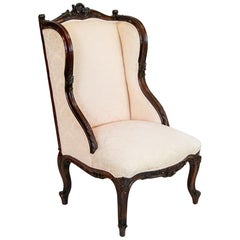 Carved French Slipper Armchair