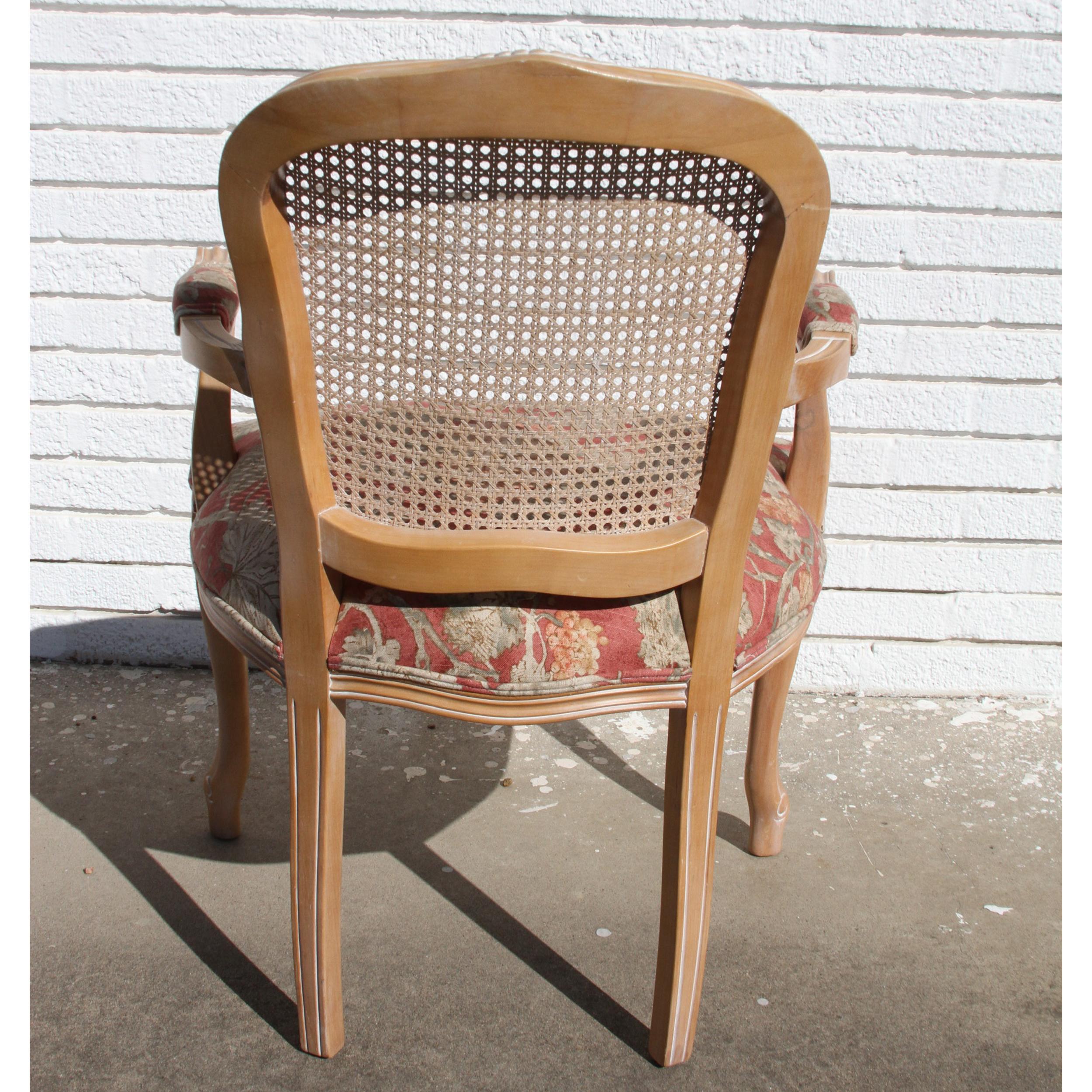 Carved French Style King Cane Back Chair For Sale 4