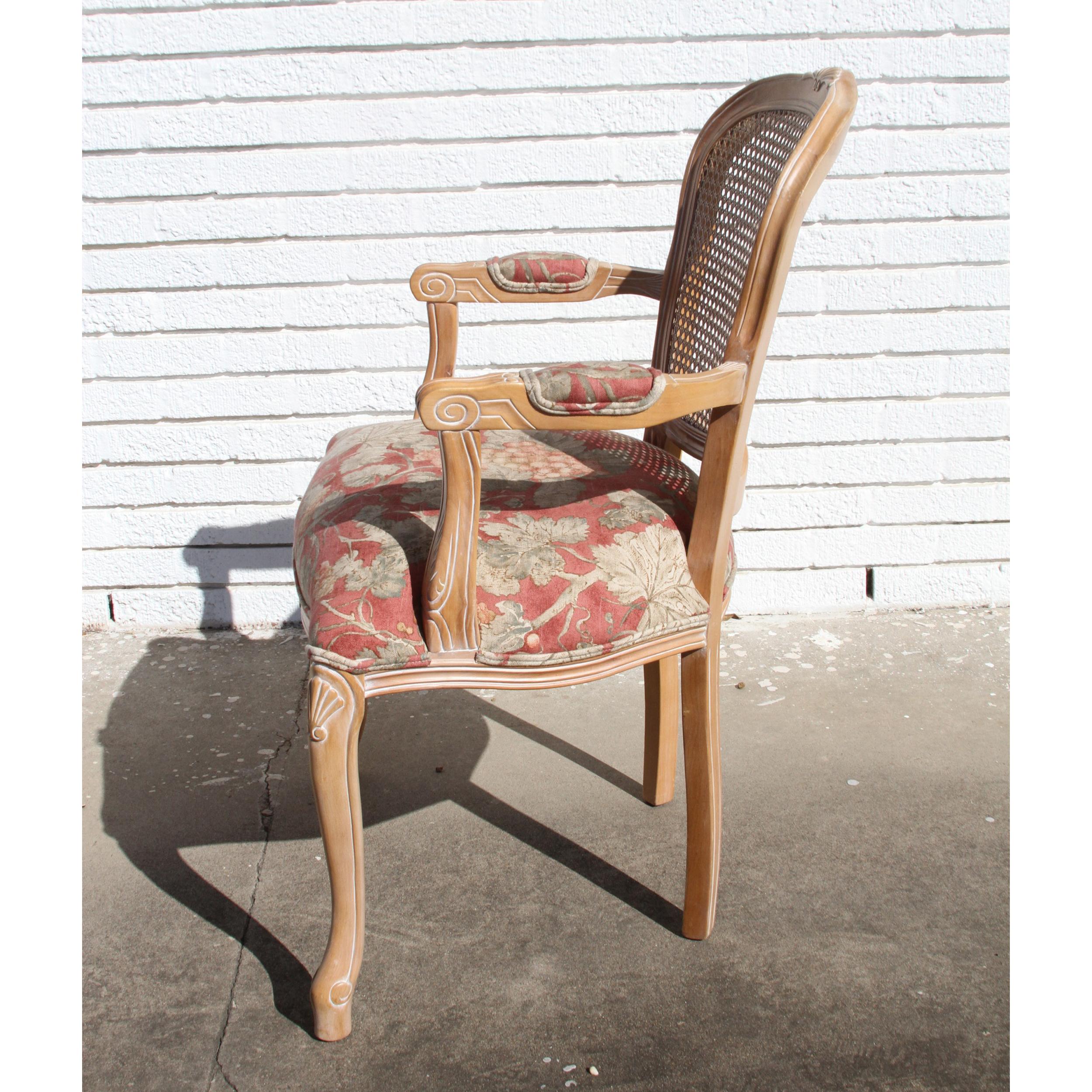 Carved French Style King Cane Back Chair For Sale 5