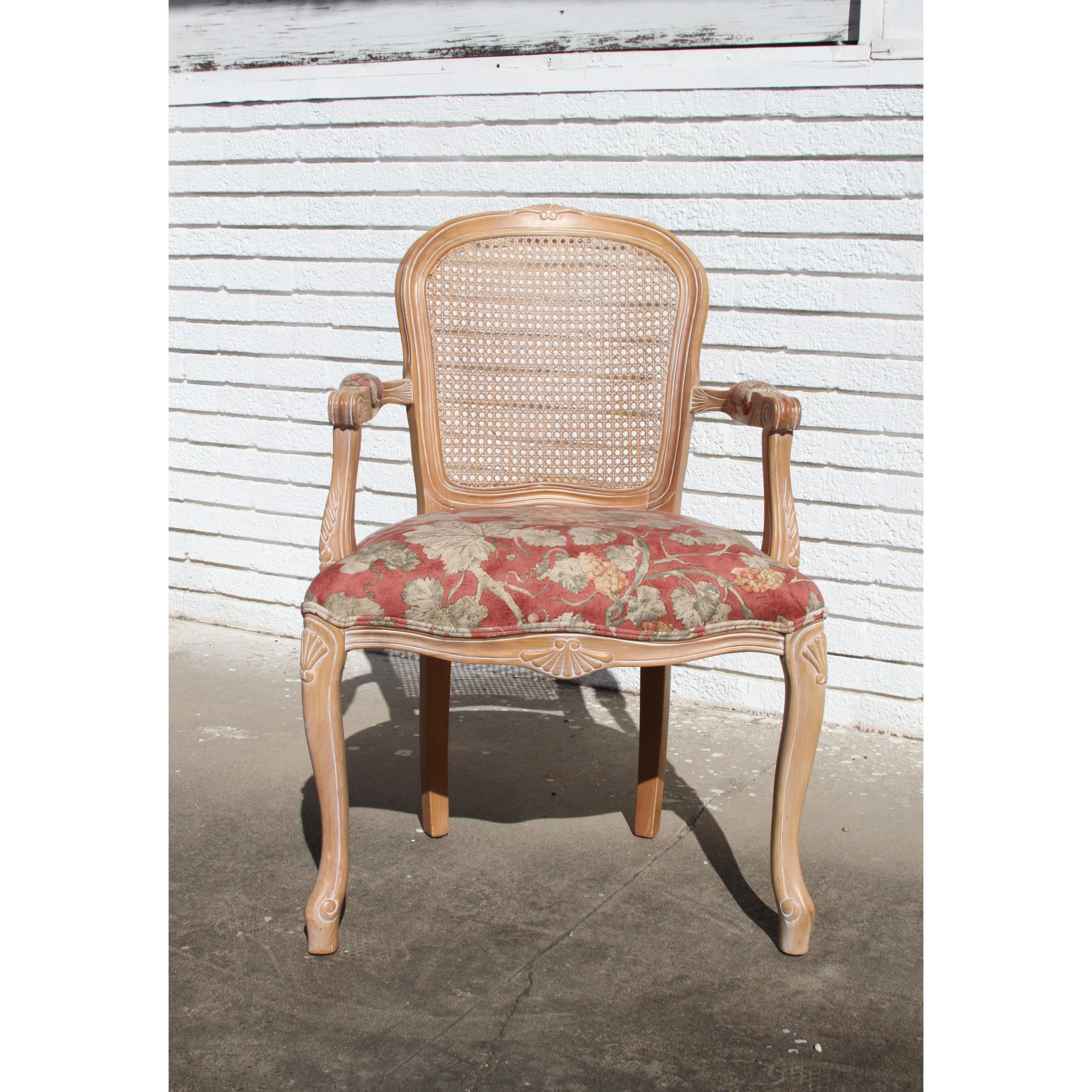 Louis XV Carved French Style King Cane Back Chair For Sale