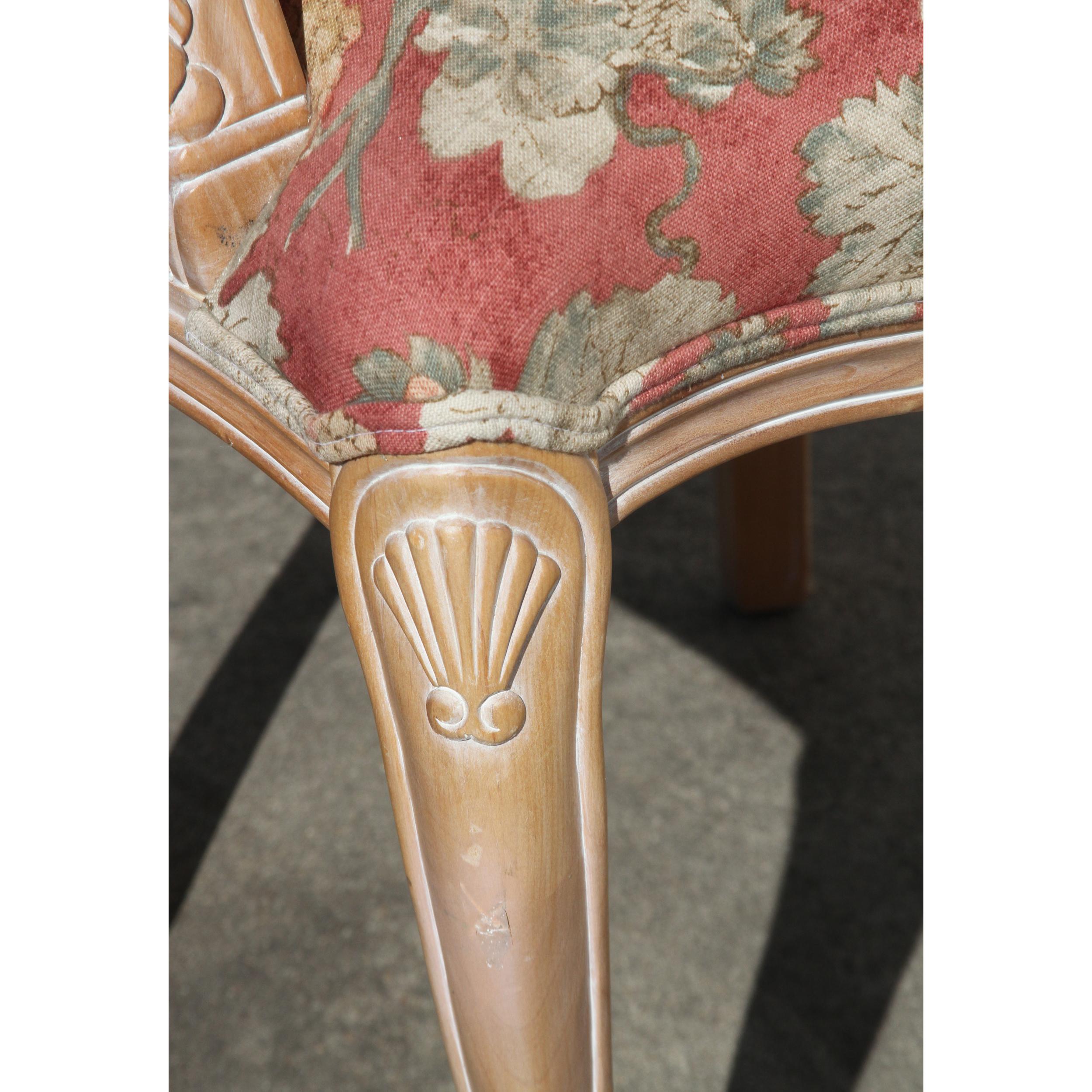 Carved French Style King Cane Back Chair For Sale 1