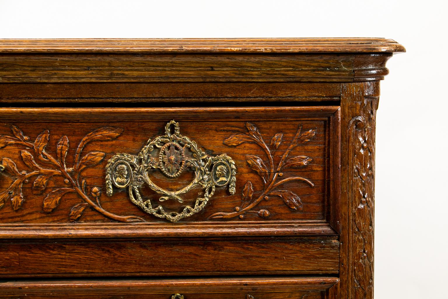 Hand-Carved Carved French Three Drawer Commode