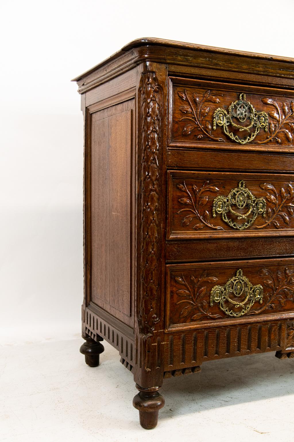 Early 19th Century Carved French Three Drawer Commode