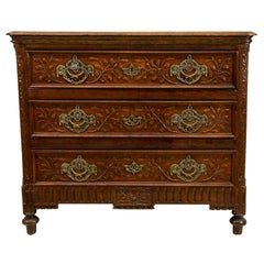 Carved French Three Drawer Commode