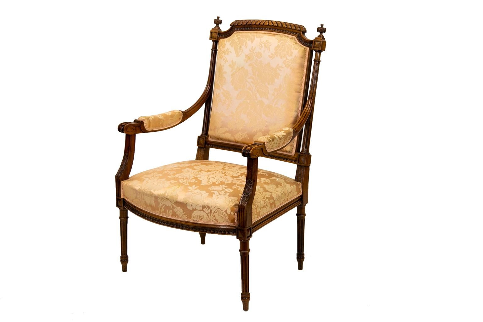 Carved French Walnut Armchair For Sale 3