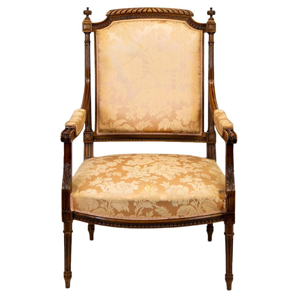 Carved French Walnut Armchair